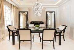 Lalique Black Lacquer Dining Room Table with Raisins Crystal Panel Accents