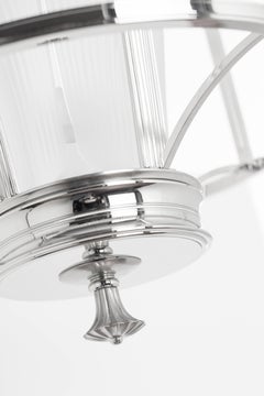 Ginkgo de Lalique  Plafonnier de lanterne en cristal et nickel brossé