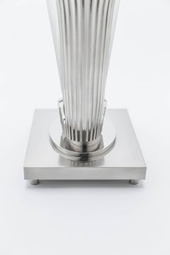 Ginkgo-Inspired Crystal and Brushed Nickel Table Lamp by Lalique & Delisle