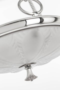 Plafonnier d'inspiration Ginkgo en cristal et nickel brossé de Lalique & Delisle