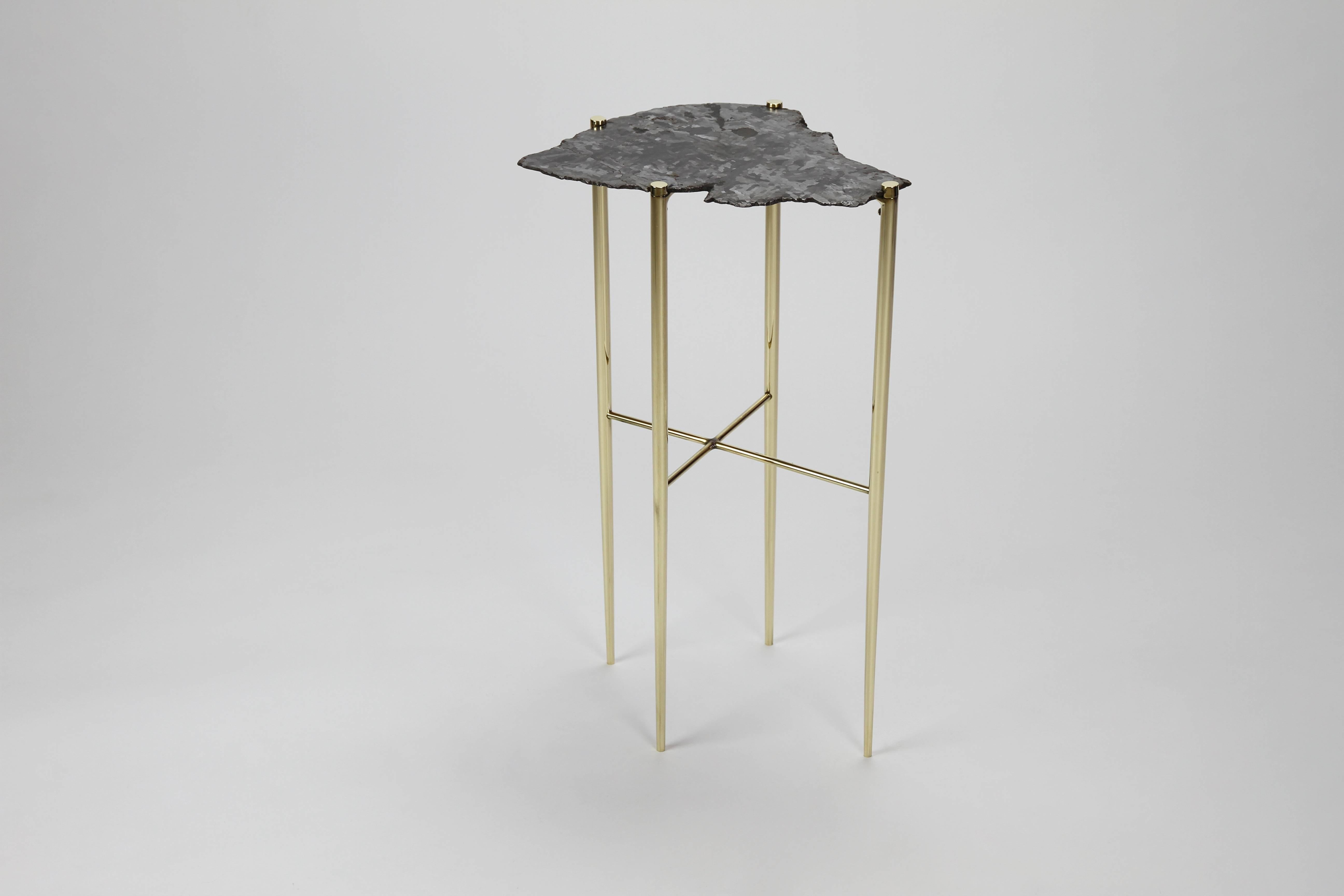 Mid-Century Modern Meteorite Cocktail Tables in Brass by Christopher Kreiling