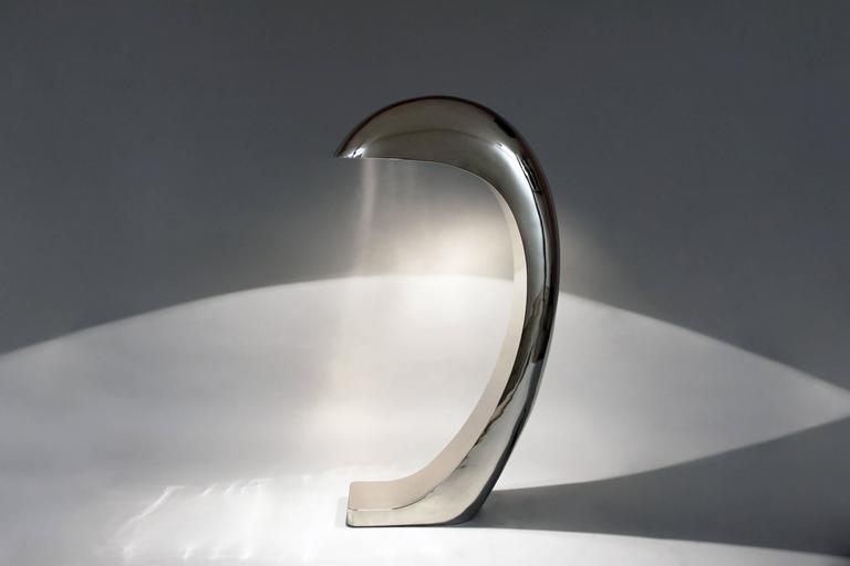 Metal Nautilus Floor Lamp in nickel plated brass by Christopher Kreiling Studio For Sale