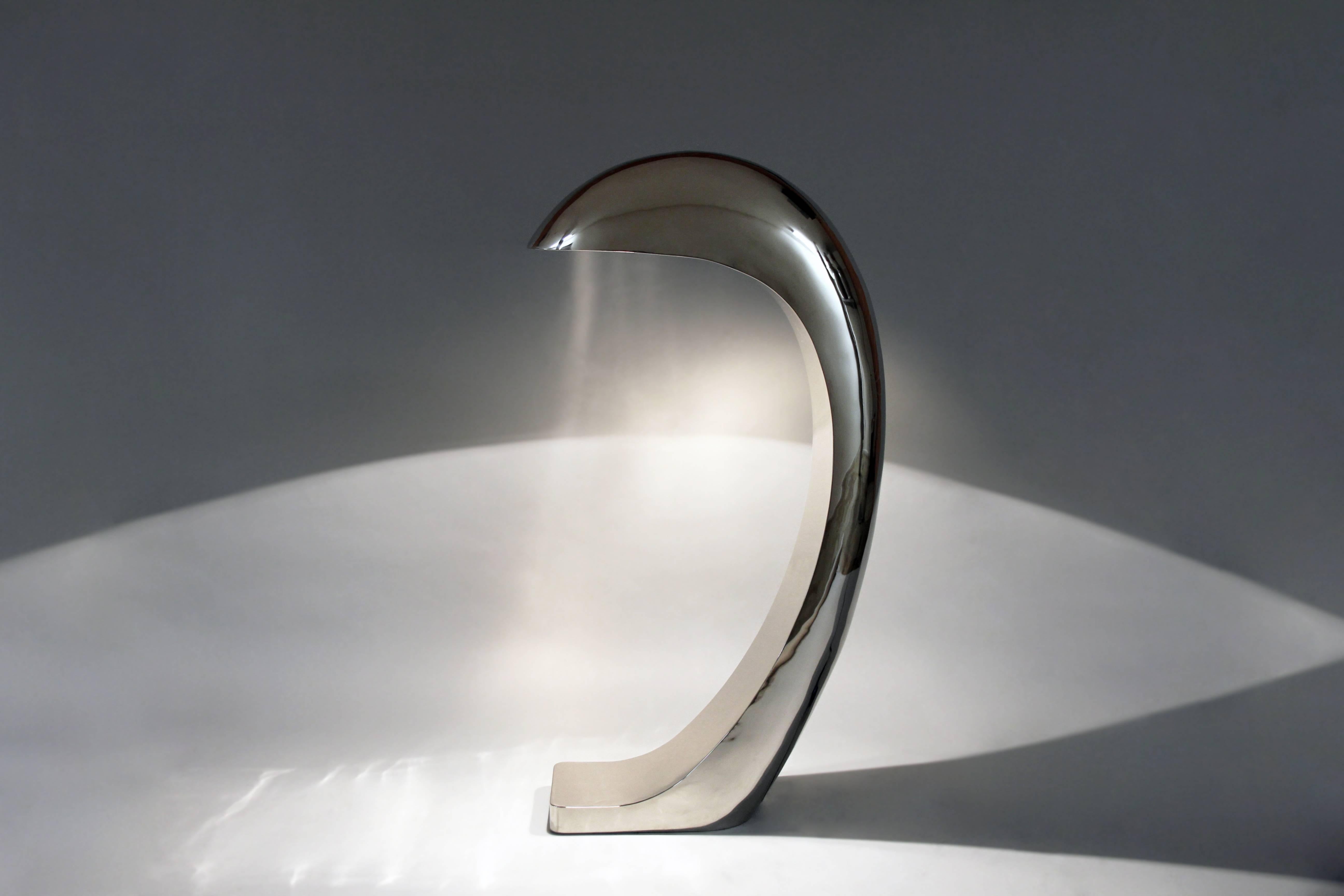 Metal Nautilus Floor Lamp in Nickel Plated Brass by Christopher Kreiling For Sale