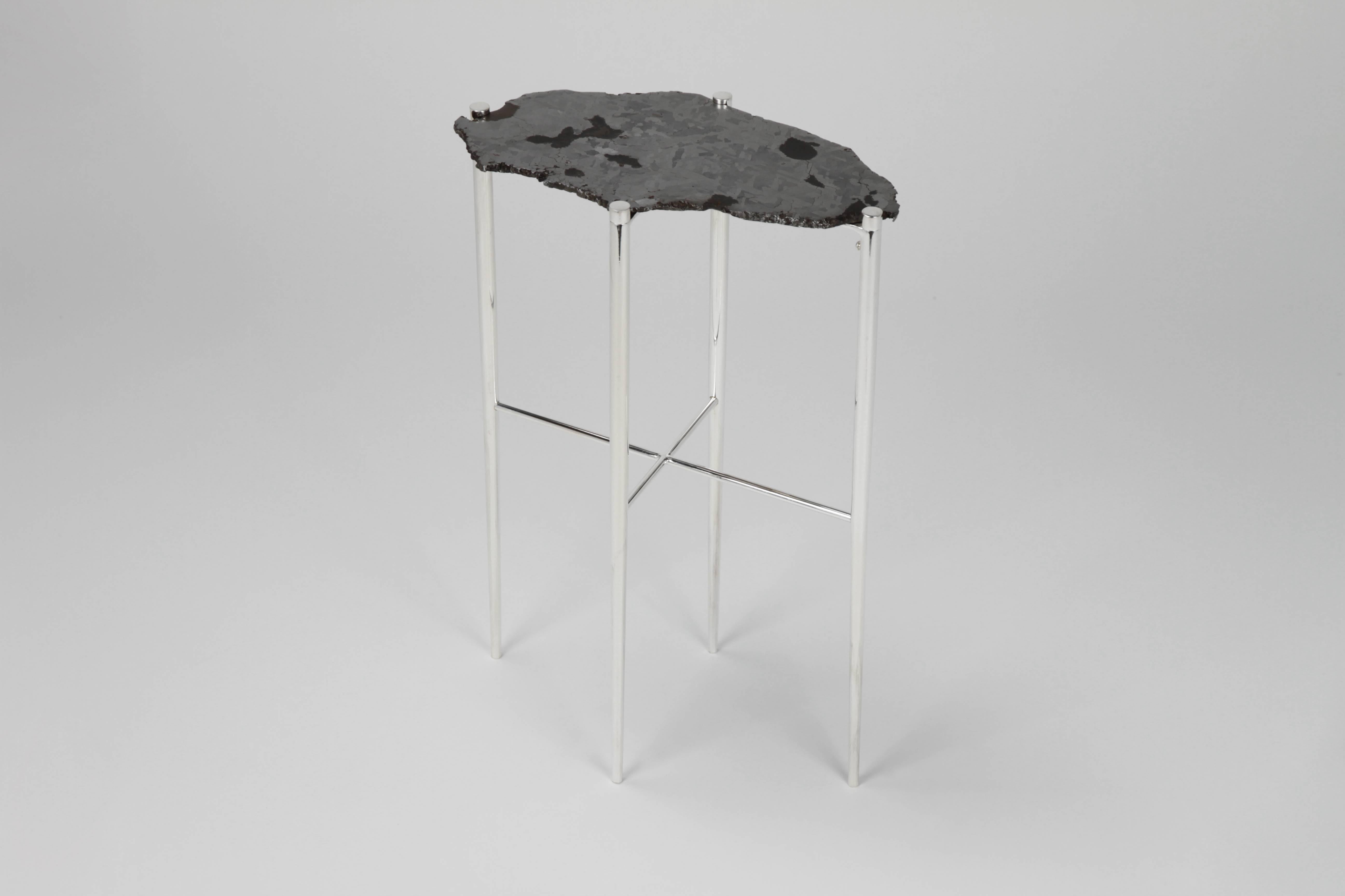 Meteorite Cocktail Tables in Silver Plated Brass by Christopher Kreiling 2