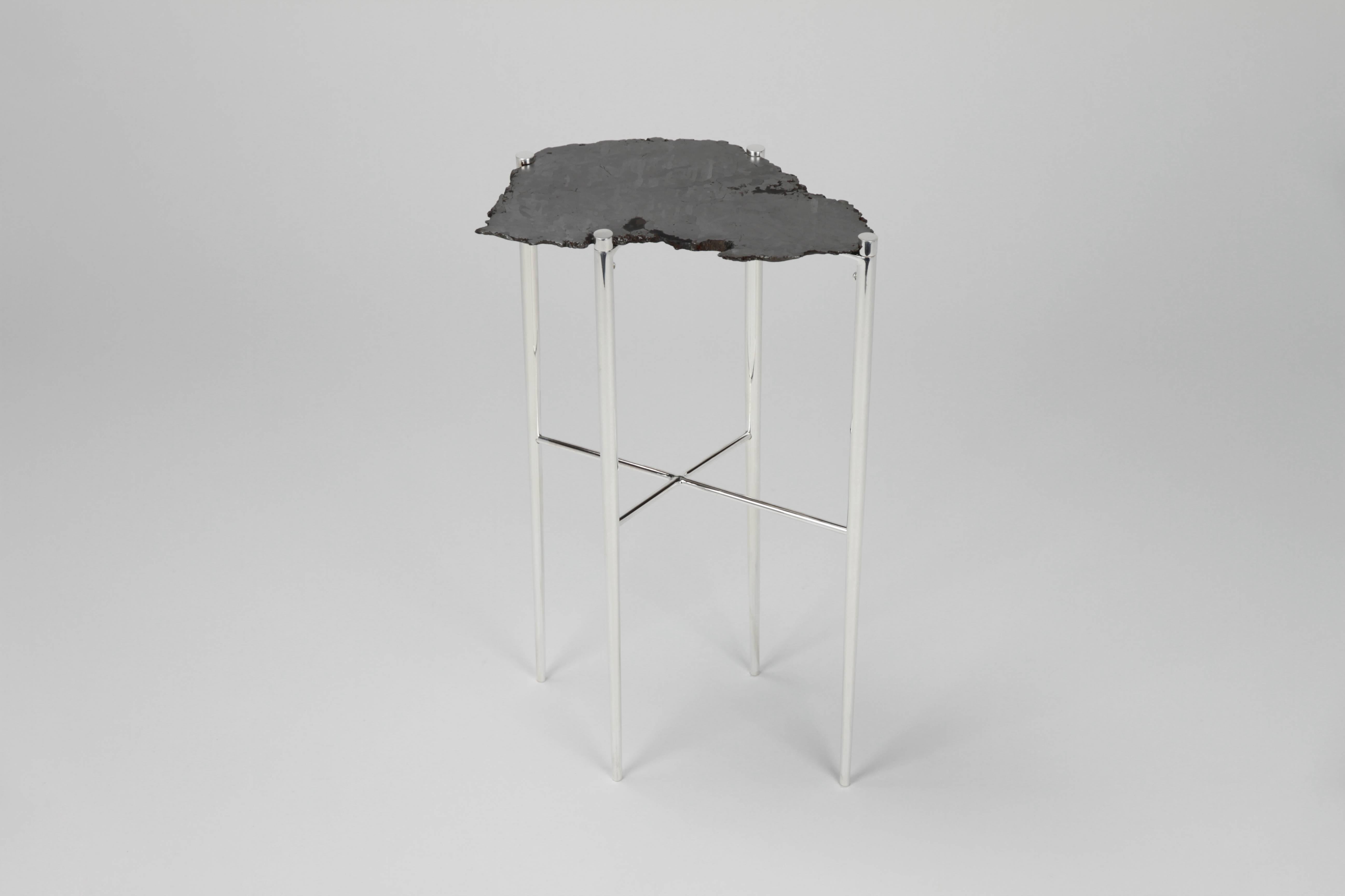 Contemporary Meteorite Cocktail Tables in Silver Plated Brass by Christopher Kreiling