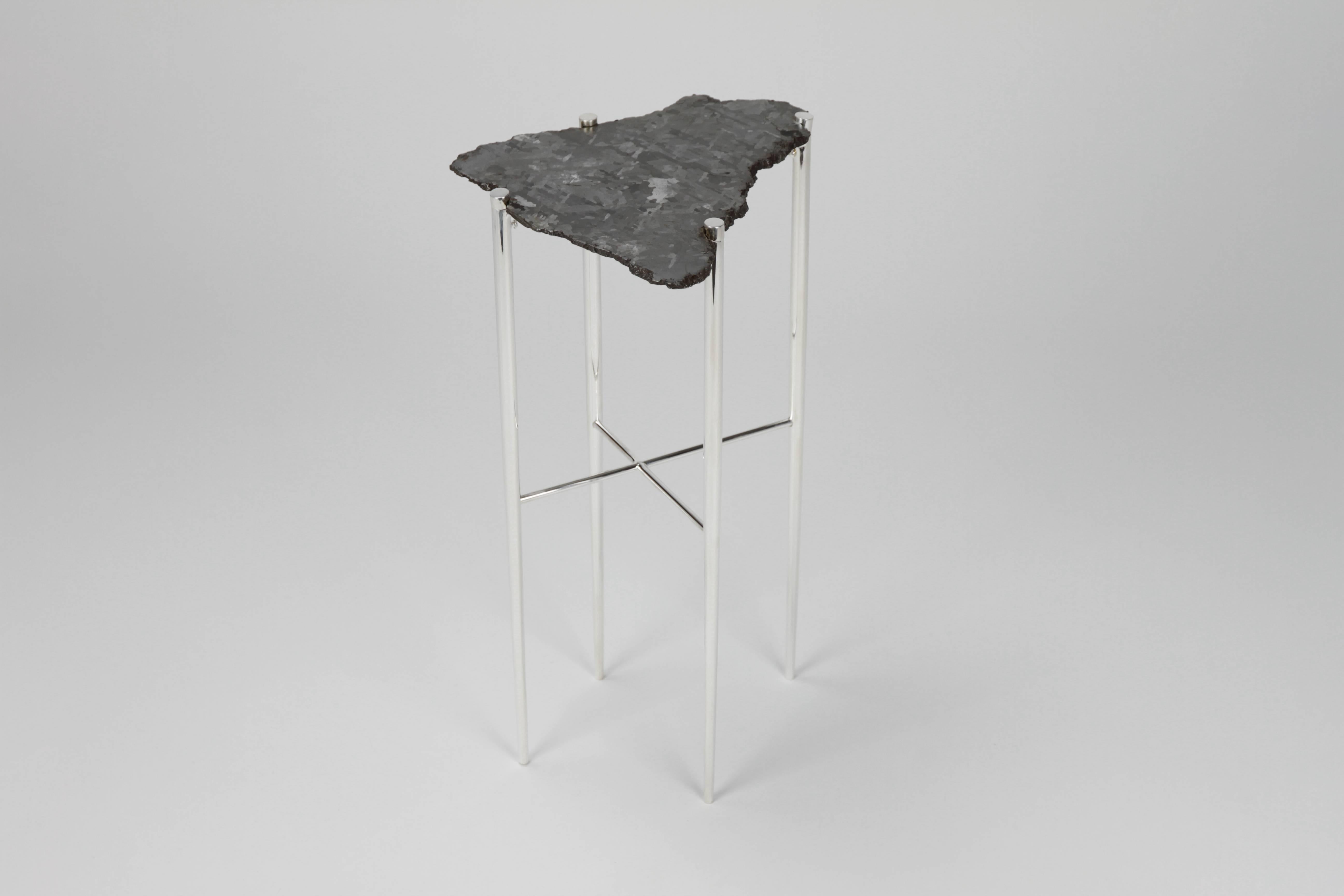 American Meteorite Cocktail Tables in Silver Plated Brass by Christopher Kreiling