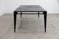 Icon Table in Patinated Steel and Leather by Christopher Kreiling