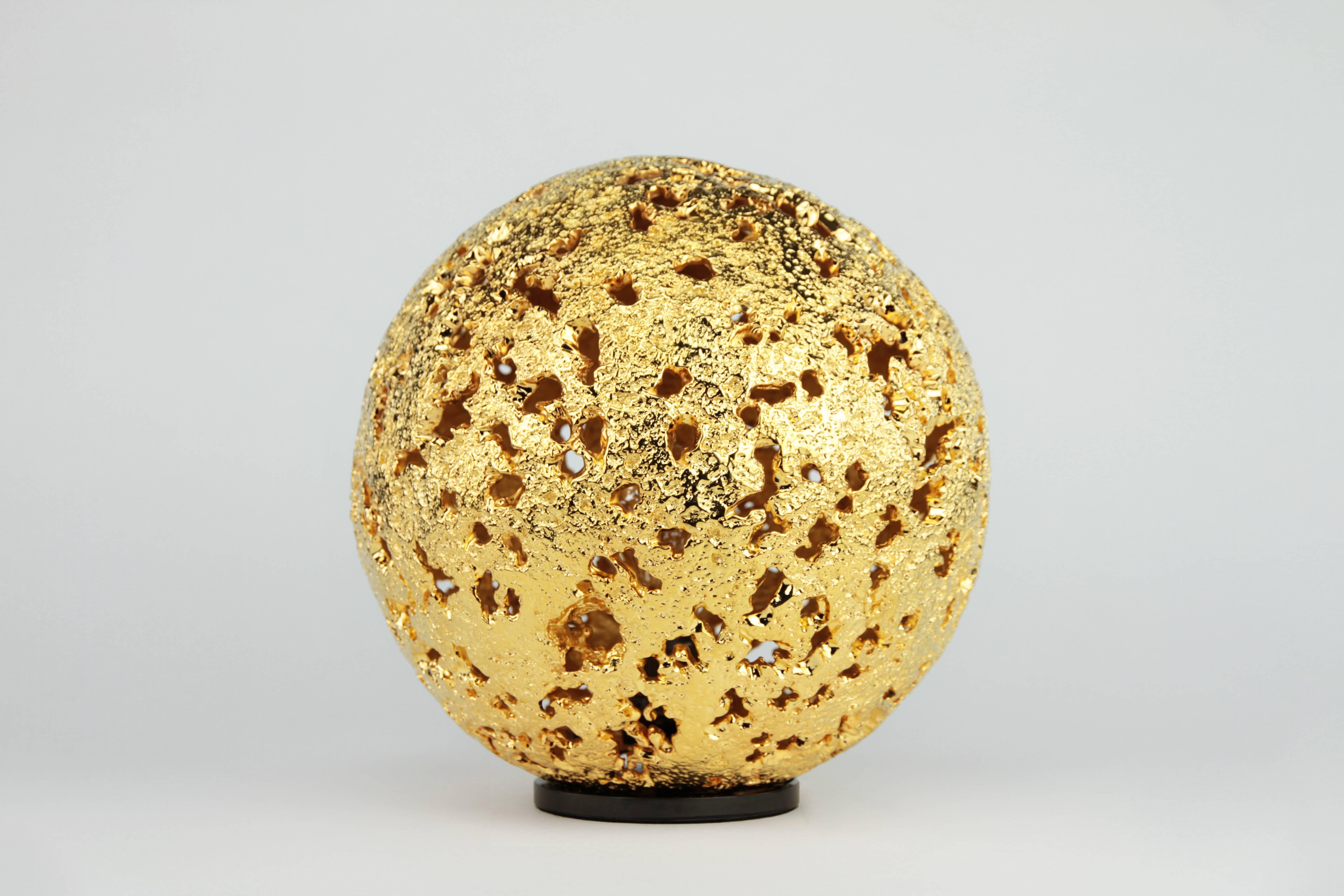 American Hot Planet Table Lamp in 22K Gold and Cast Bronze by Christopher Kreiling For Sale