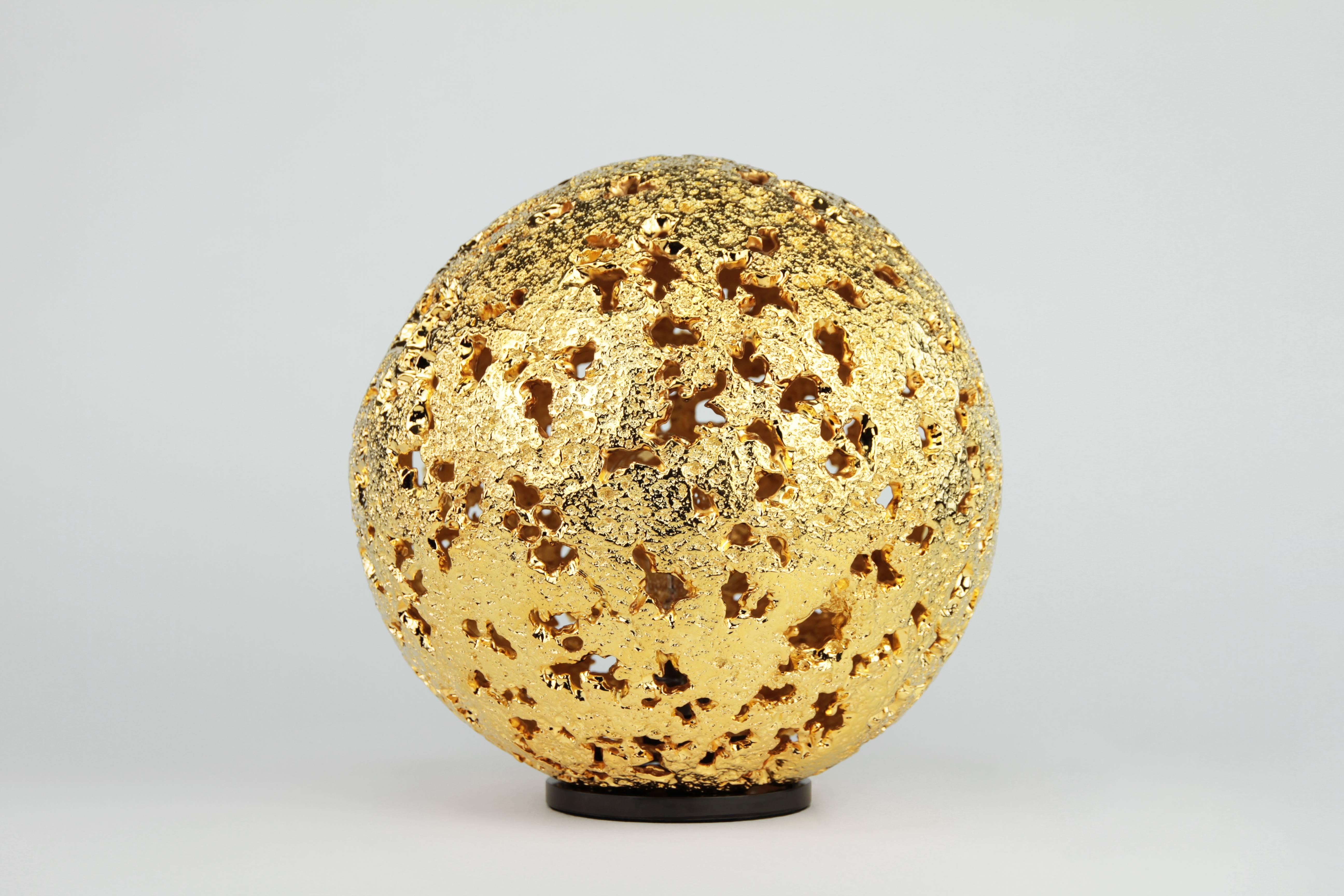 Organic Modern Hot Planet Table Lamp in 22K Gold and Cast Bronze by Christopher Kreiling For Sale