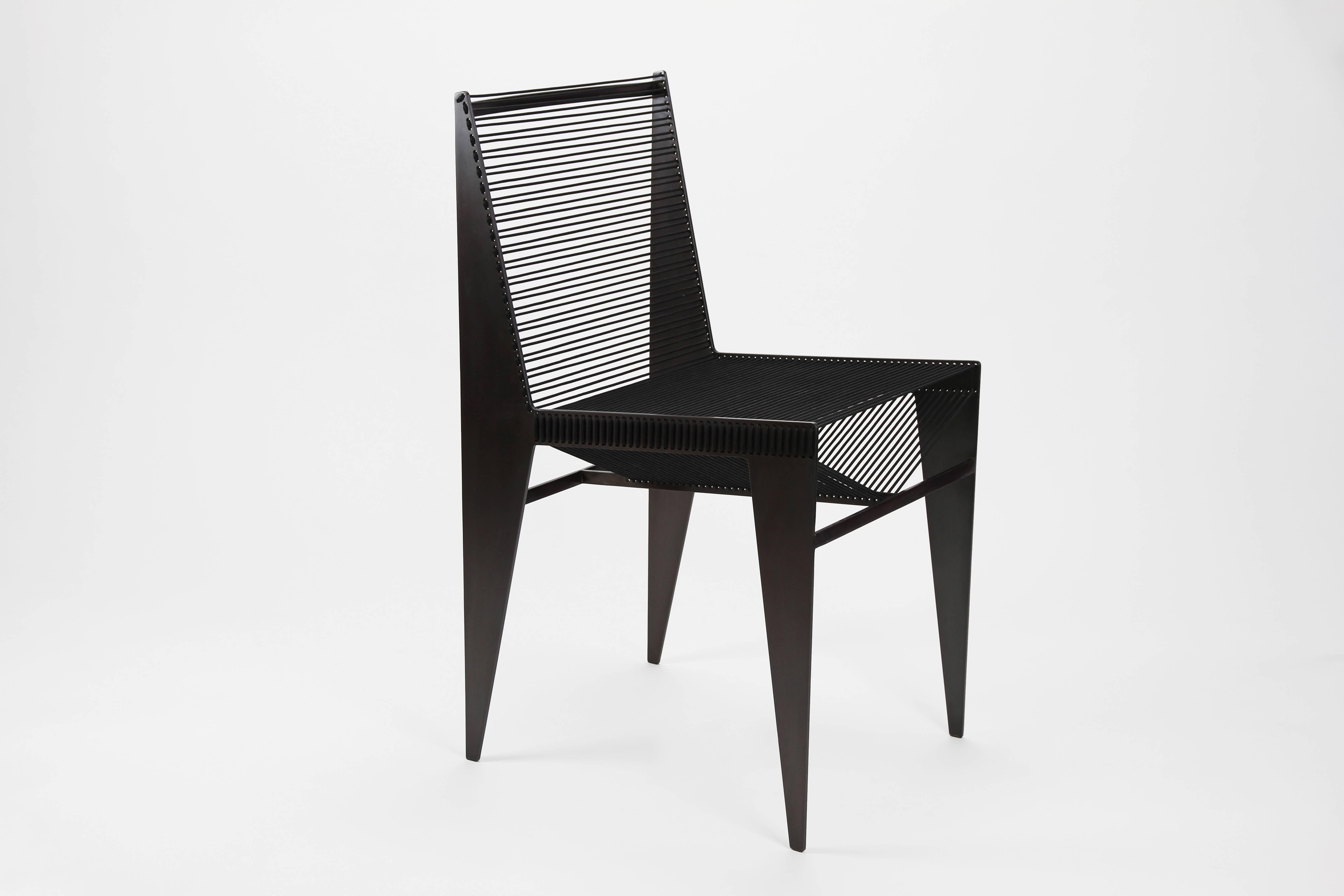 The ICON Chair will add an architectural moment to any room. From all angles the silhouette offers a different set of lines sculpting space and light.  It has a nice weight and works a side or dining chair - indoor or outdoor.  The hand crafted