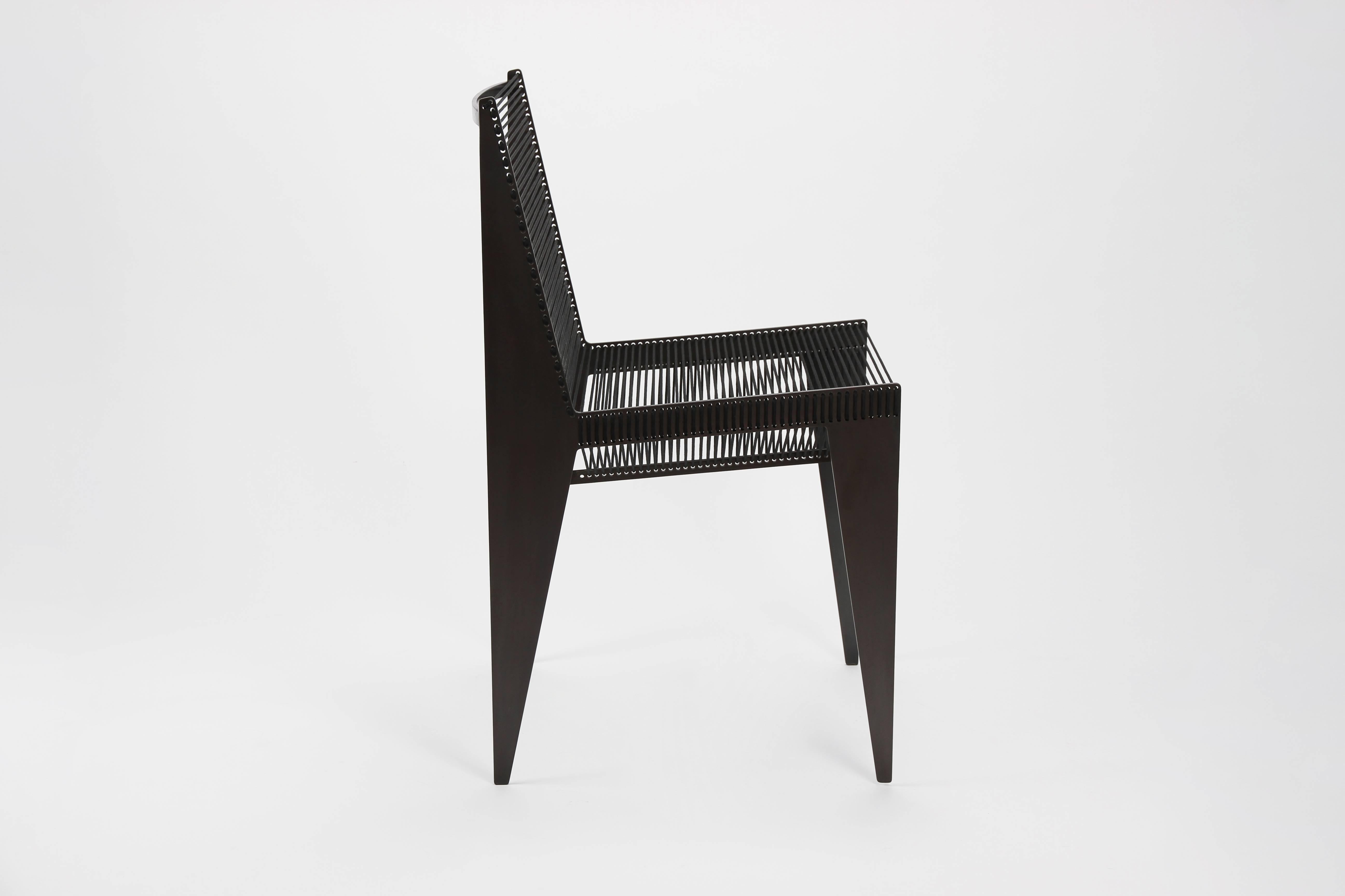 Satz von 6 Ikon-Stühlen aus Stahl und Seil von Christopher Kreiling (Moderne der Mitte des Jahrhunderts) im Angebot