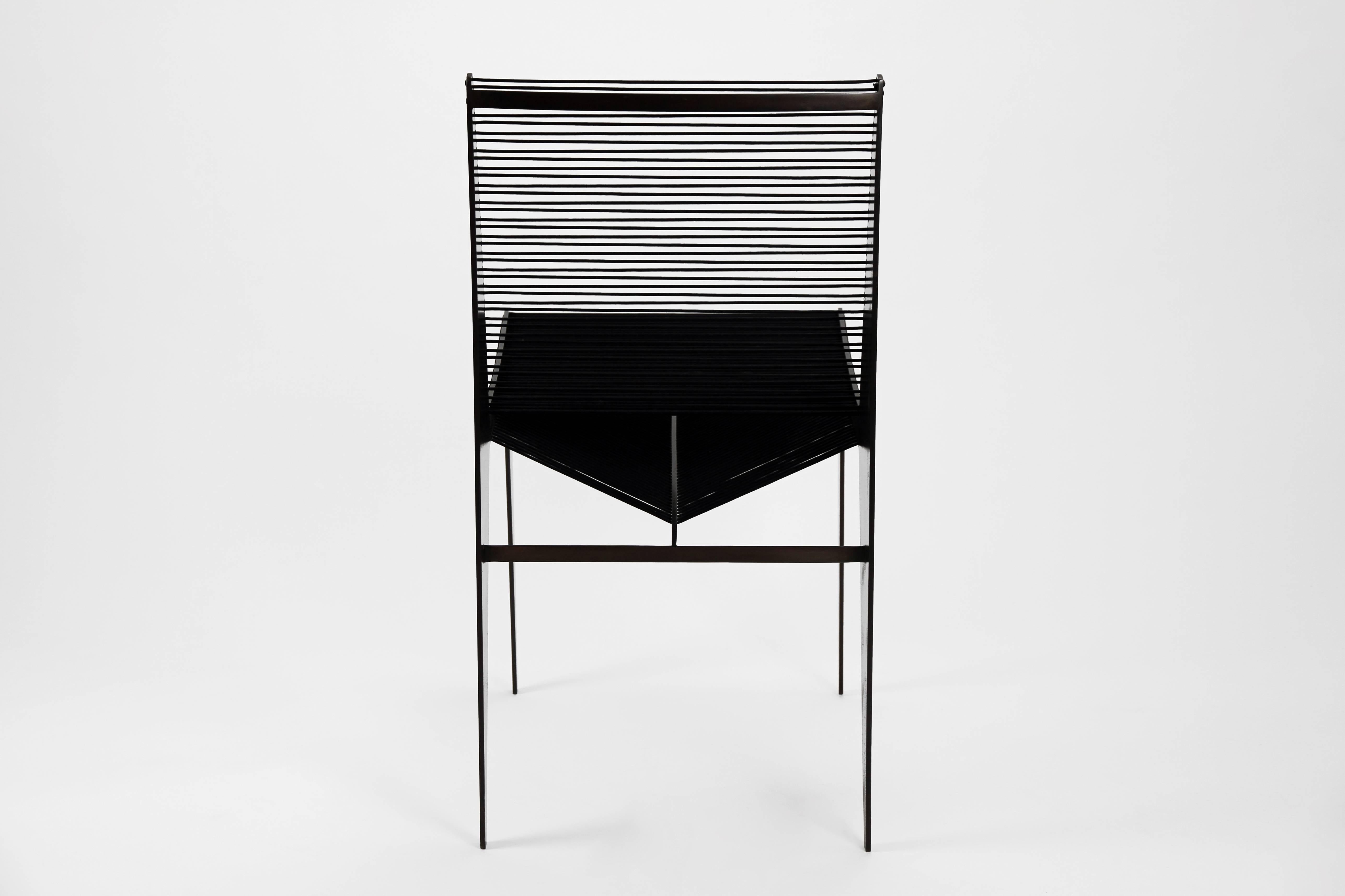 Américain Ensemble de 6 chaises emblématiques en acier et corde de Christopher Kreiling en vente