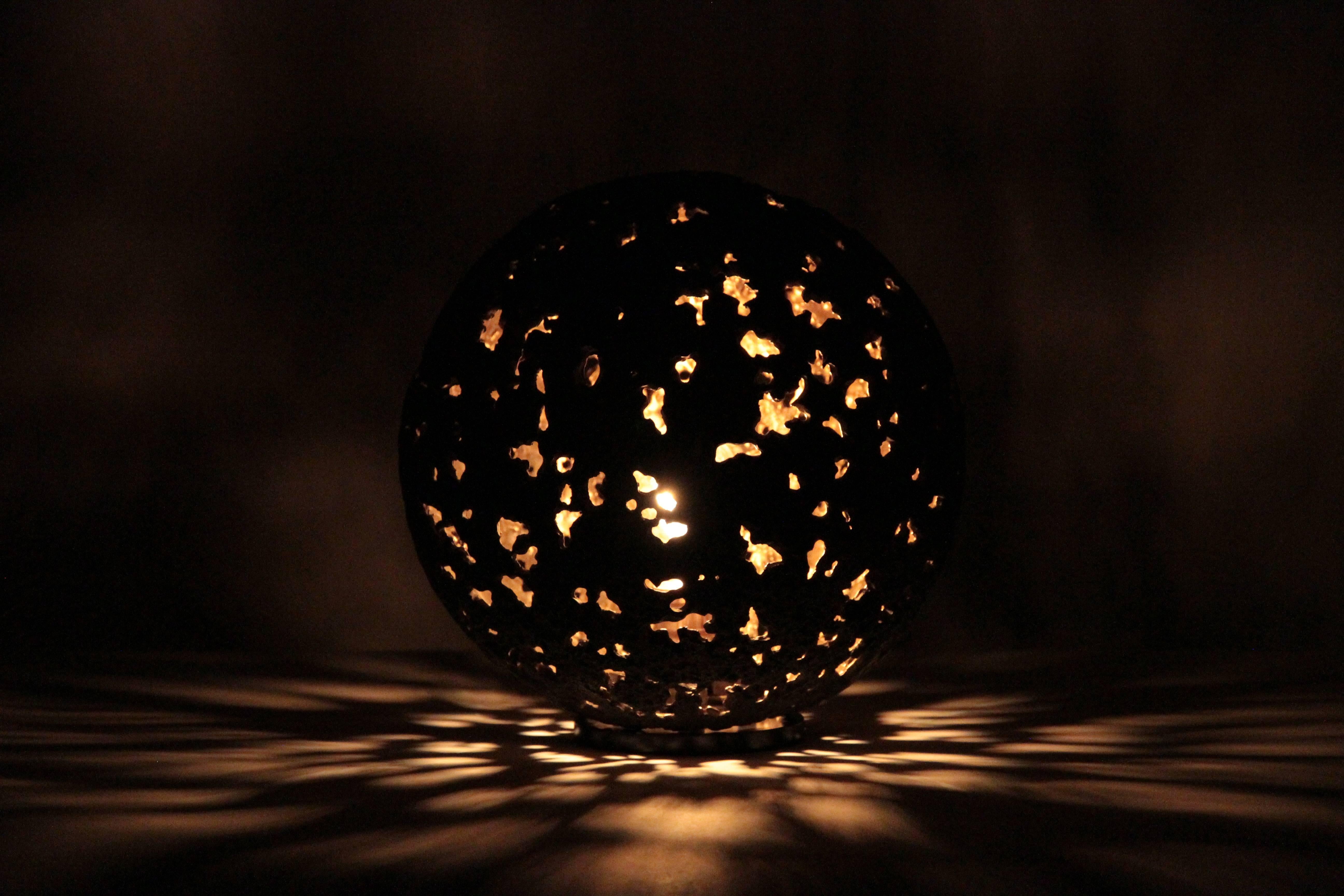 Contemporary Hot Planet Table Lamp in Bronze by Christopher Kreiling