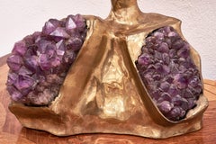 Palm Brass and Amethyst Table Lamp by Christian Techoueyres for Maison Jansen