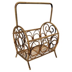 1960s Italian Bamboo Rattan Bohemian French Riviera Basket