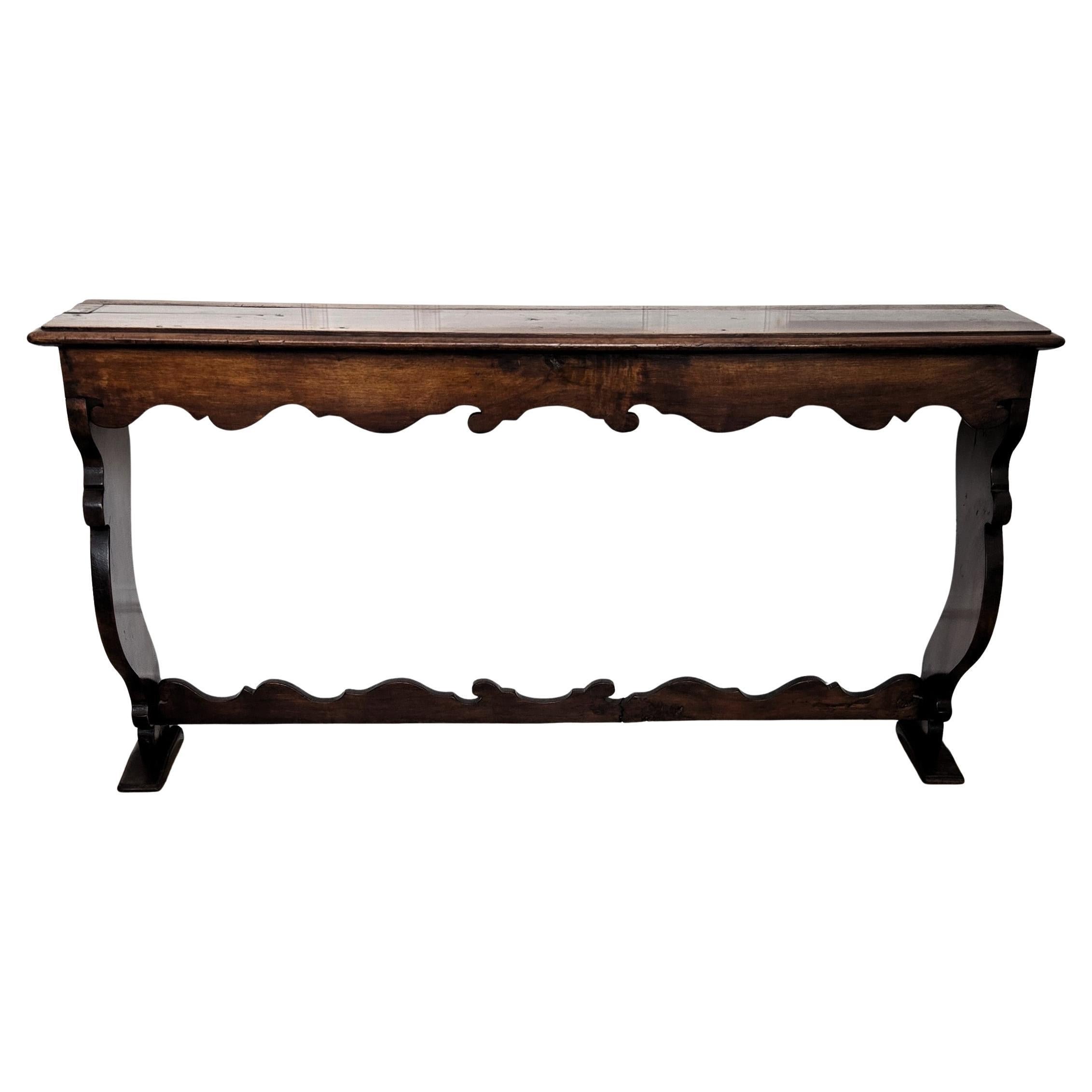 Console Rustique Minimale Italienne Antique en Bois Sculpté