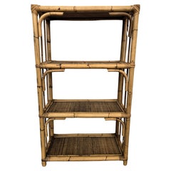 1960er Jahre Italienisch Bambus Rattan Bohemian Riviera Bücherregal Bibliothek Etagere Regale