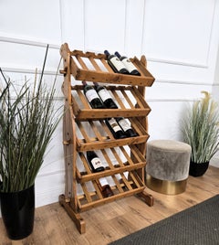 1960s Mid-Century Italian Wooden 30 Bottles Wine Rack