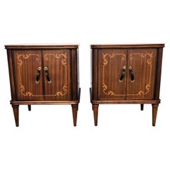 Pair of 1950s Italian Mid-Century Modern Decor Wood Night Stands Bedside Tables