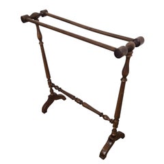 Antique Italian Walnut Towel Rack Rail with Carved Legs