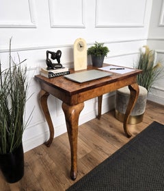Italian Mid-Century Art Deco Walnut Burl Wood Writing Desk Table