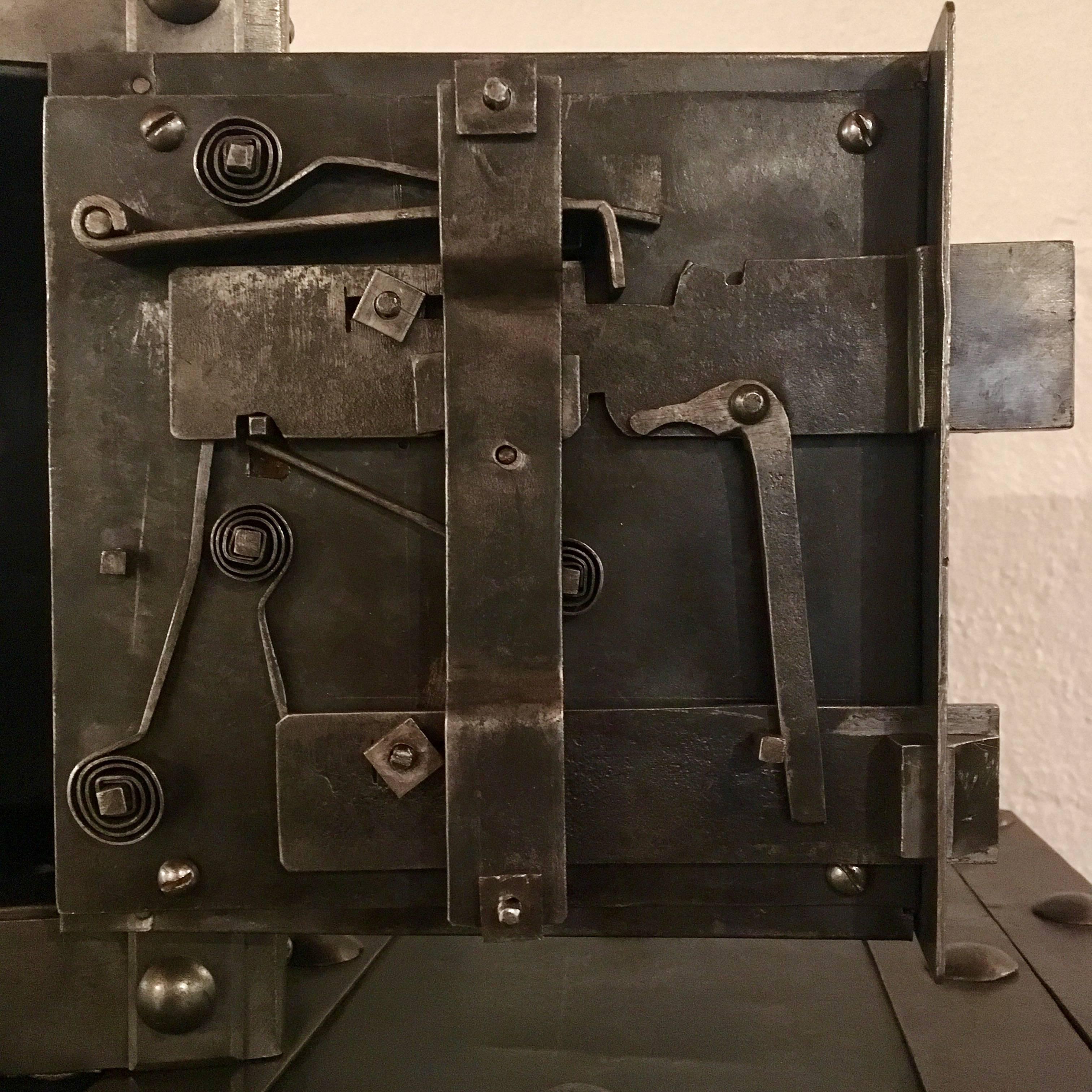 Wrought Iron 19th Century Italian Hobnail Antique Safe