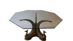 Hollywood Regency Peacock Coffee Table Cocktail Table, Midcentury