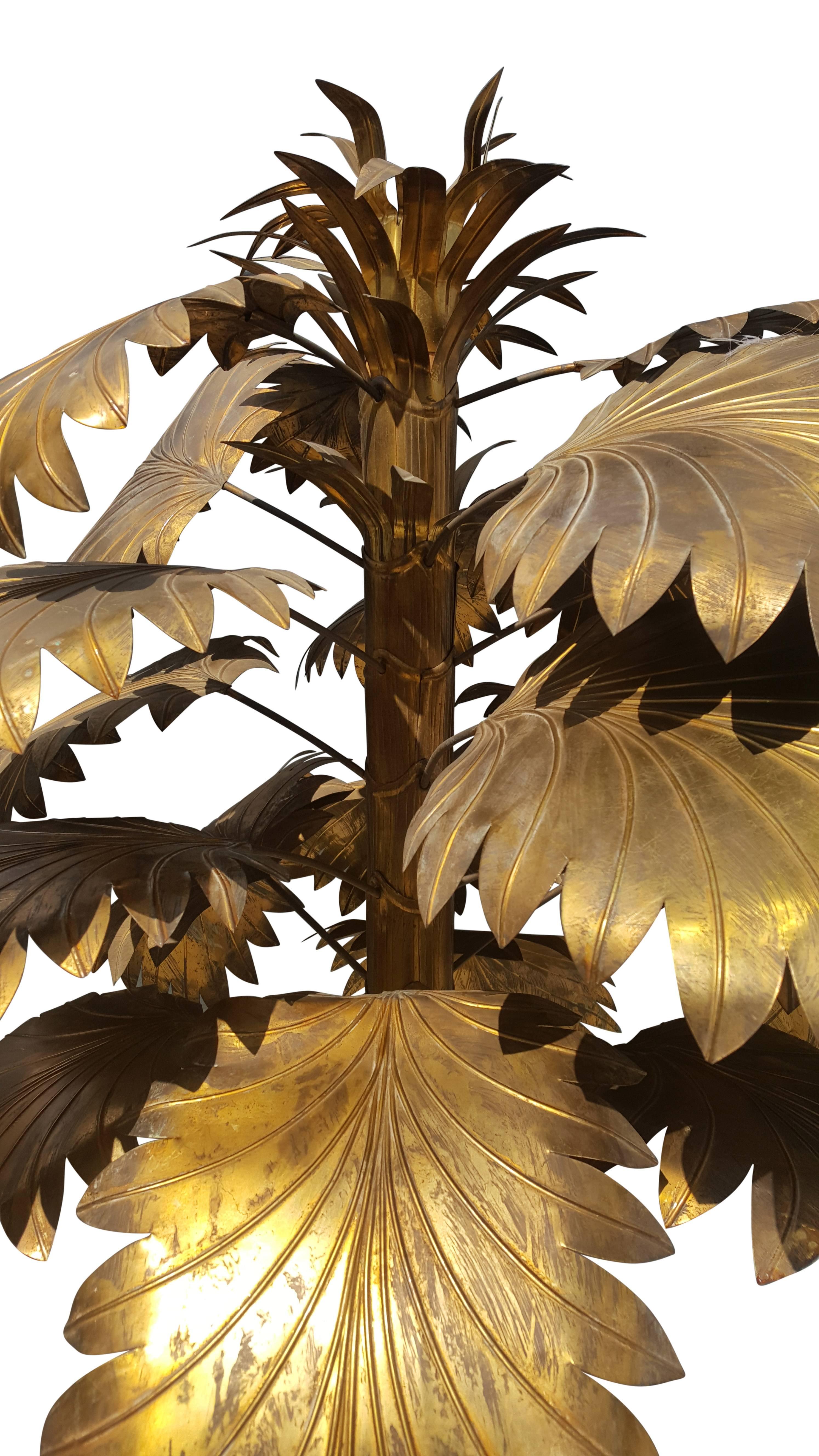 Mid-Century Modern Gold Metal Decorative Palmtree, Mid Century