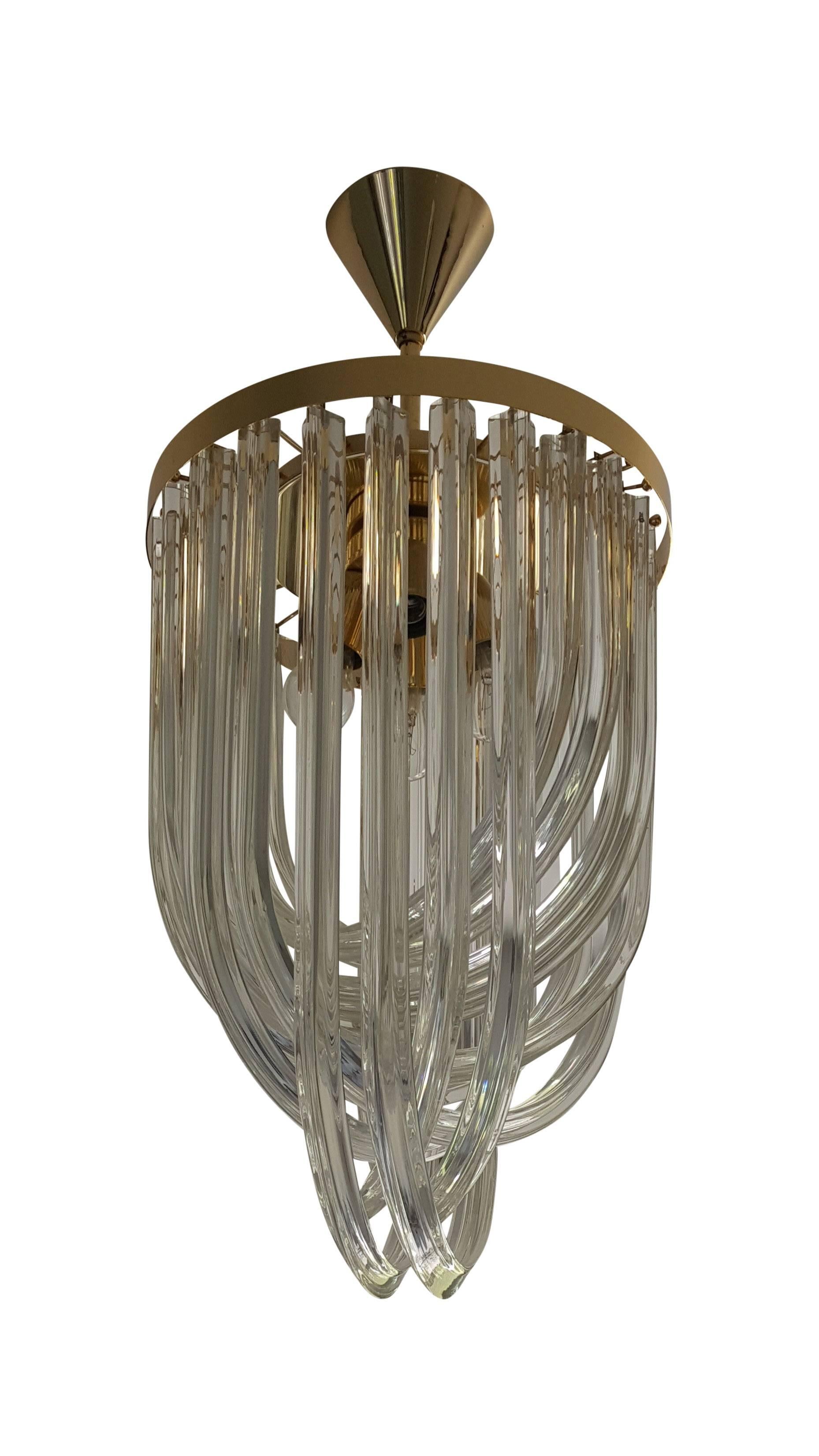 Glass Murano Chandelier, Mid-Century Modern For Sale