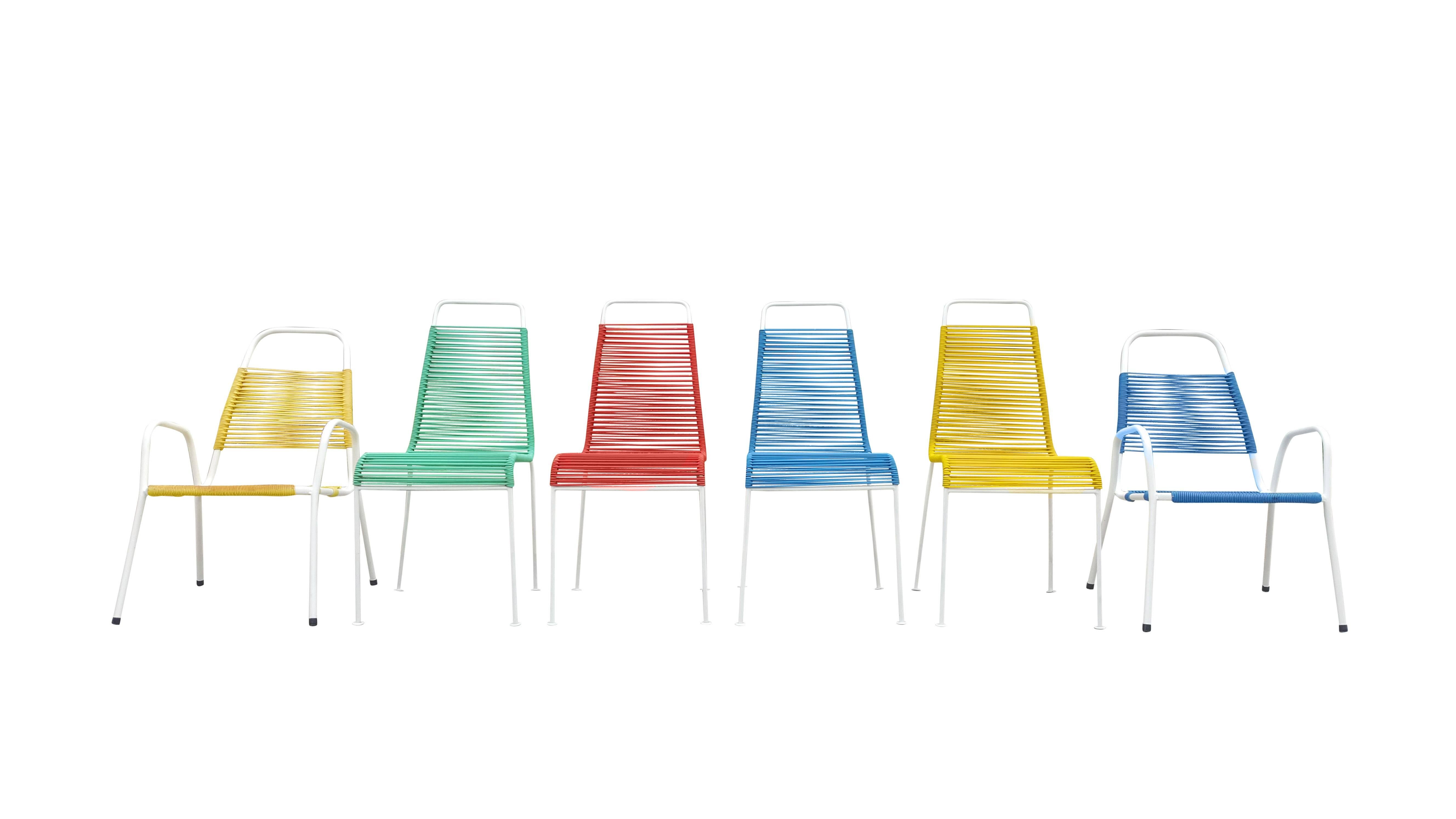 Mid-Century Modern Italian Coloured Wire Chairs 1
