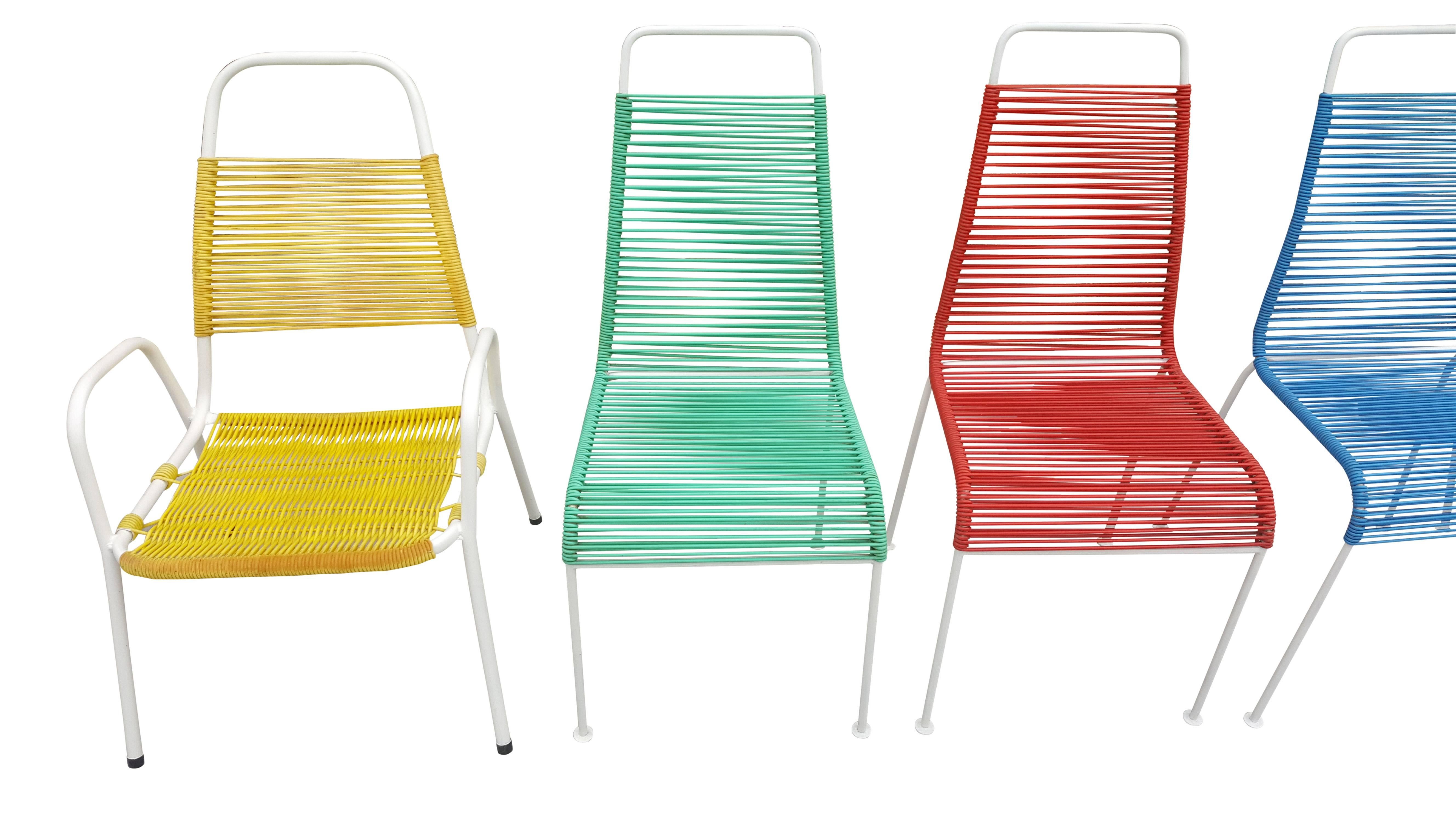 Mid-Century Modern Italian Coloured Wire Chairs 2