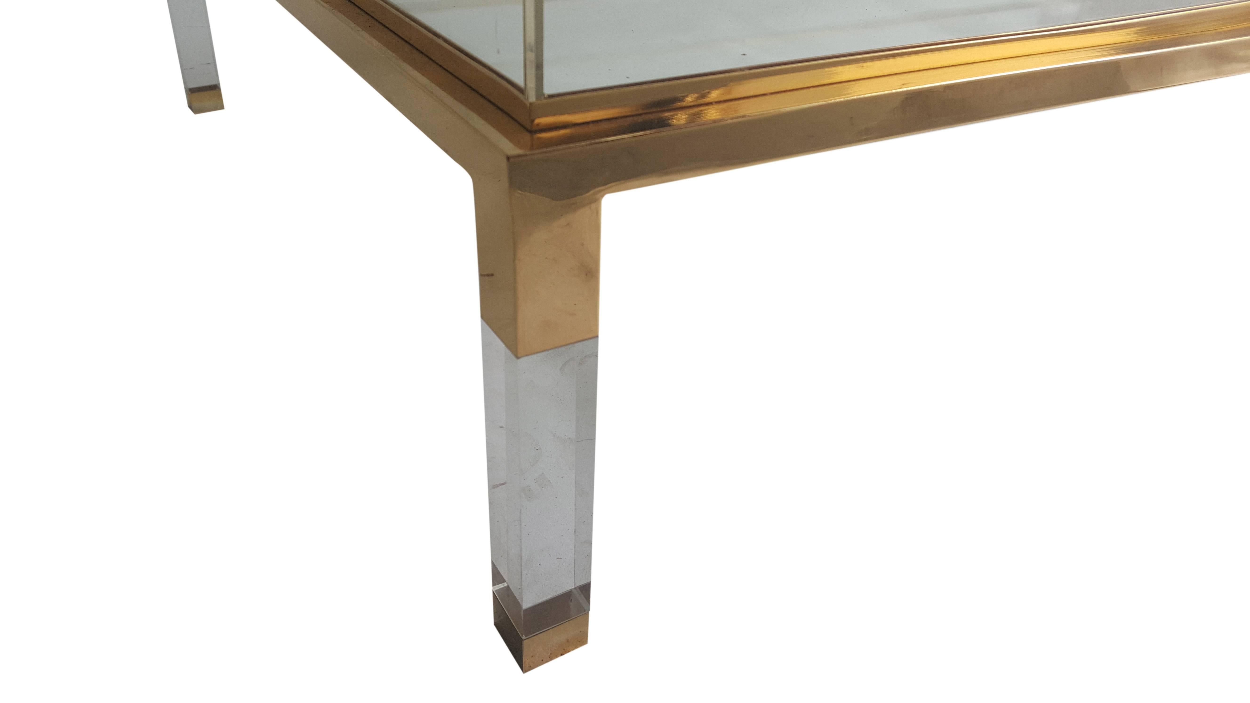 Mid-Century Modern Brass and Lucite Maison Jansen Sliding Table