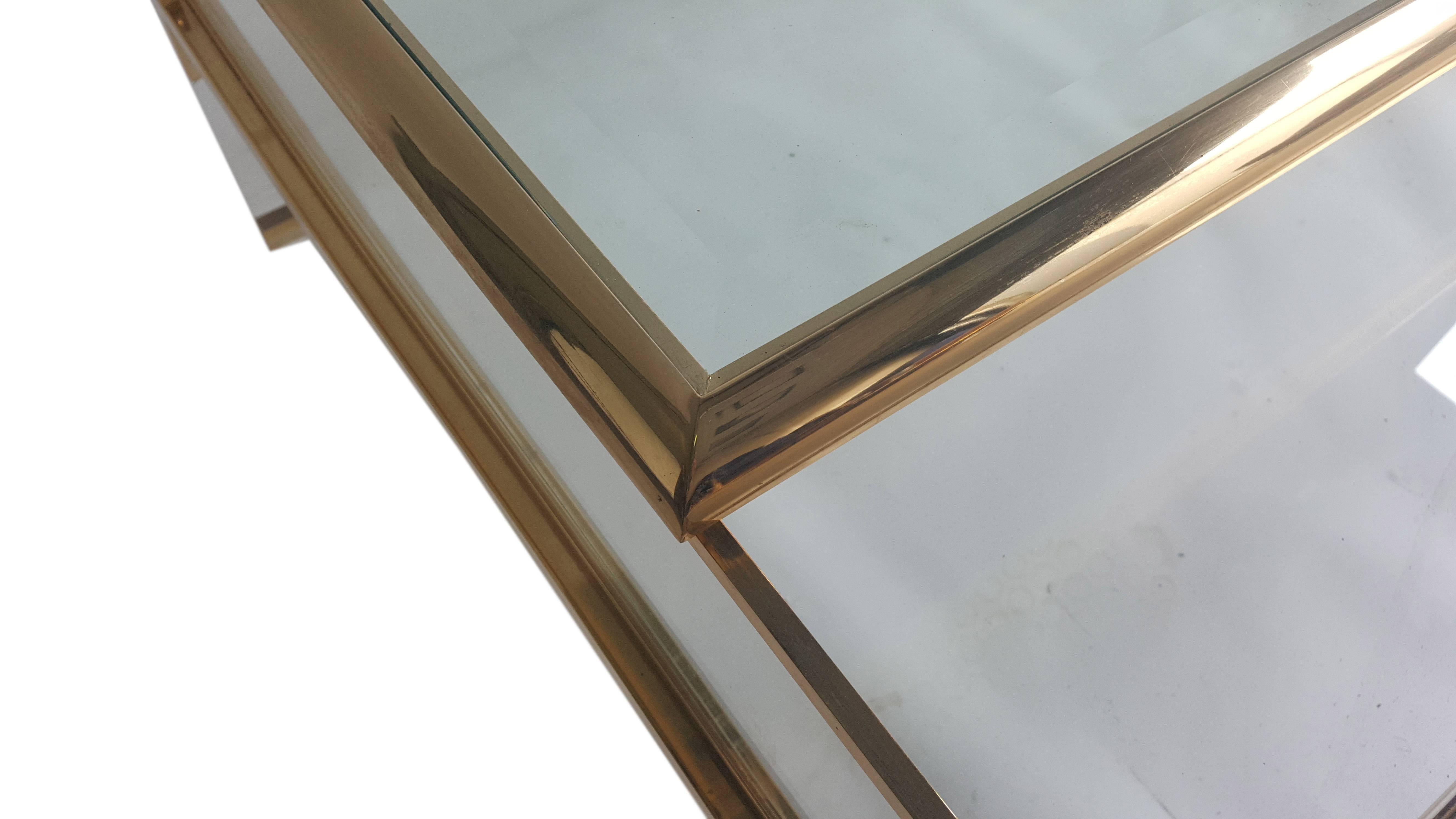Brass and Lucite Maison Jansen Sliding Table In Good Condition In De Klinge, BE