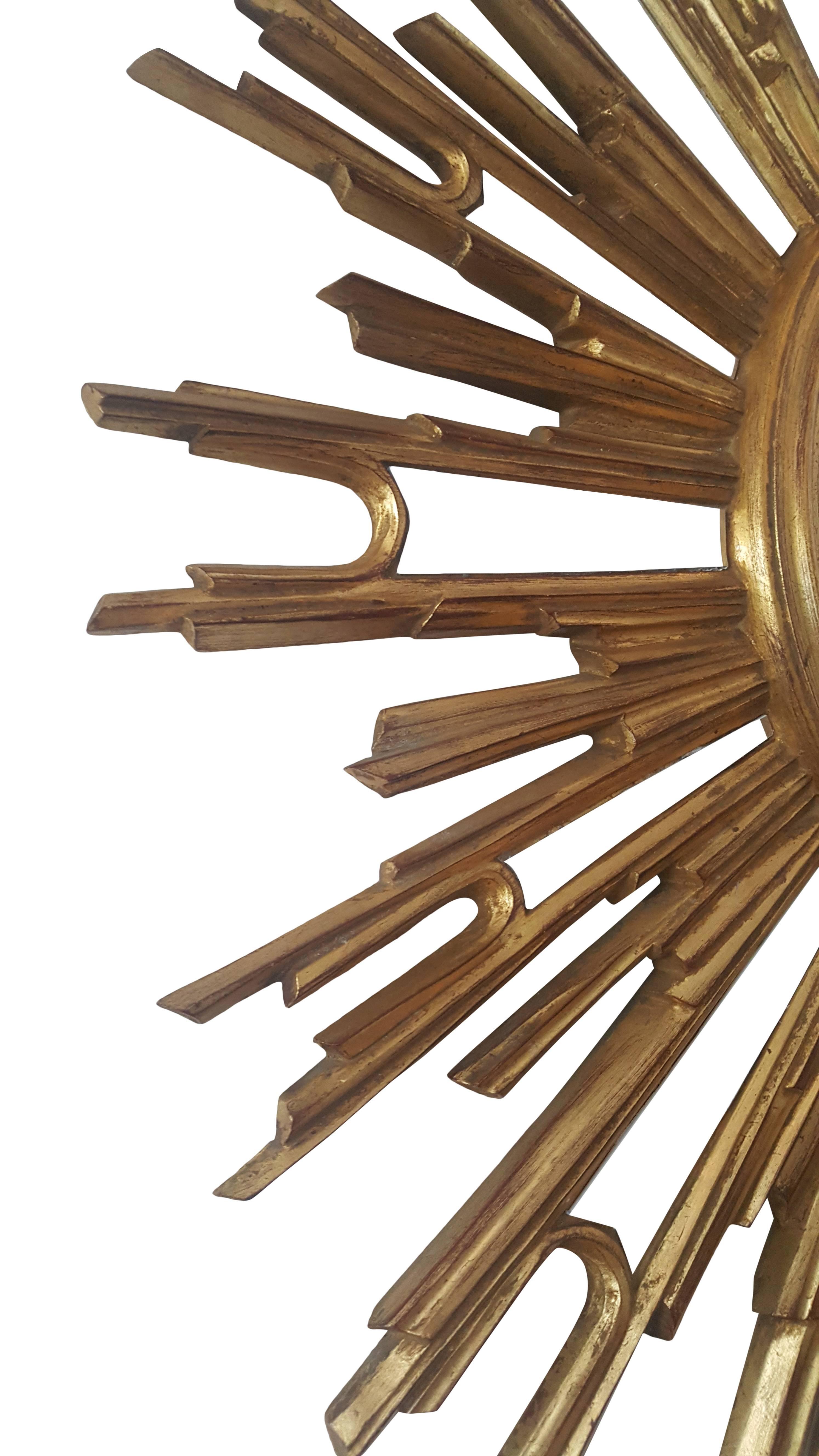 Mid-Century Modern French Extra Large Sunburst Mirror For Sale