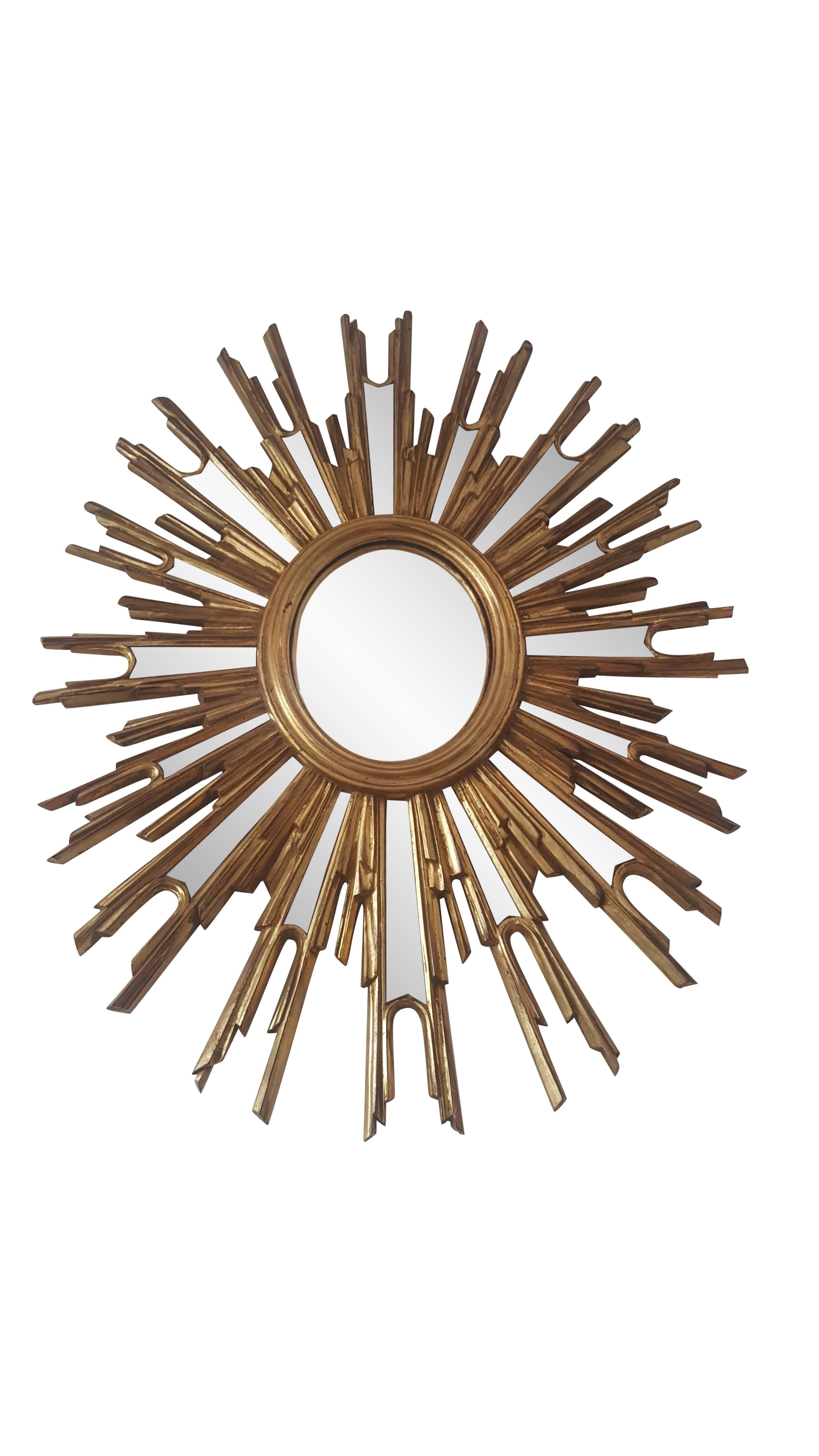 Glass French Extra Large Sunburst Mirror For Sale