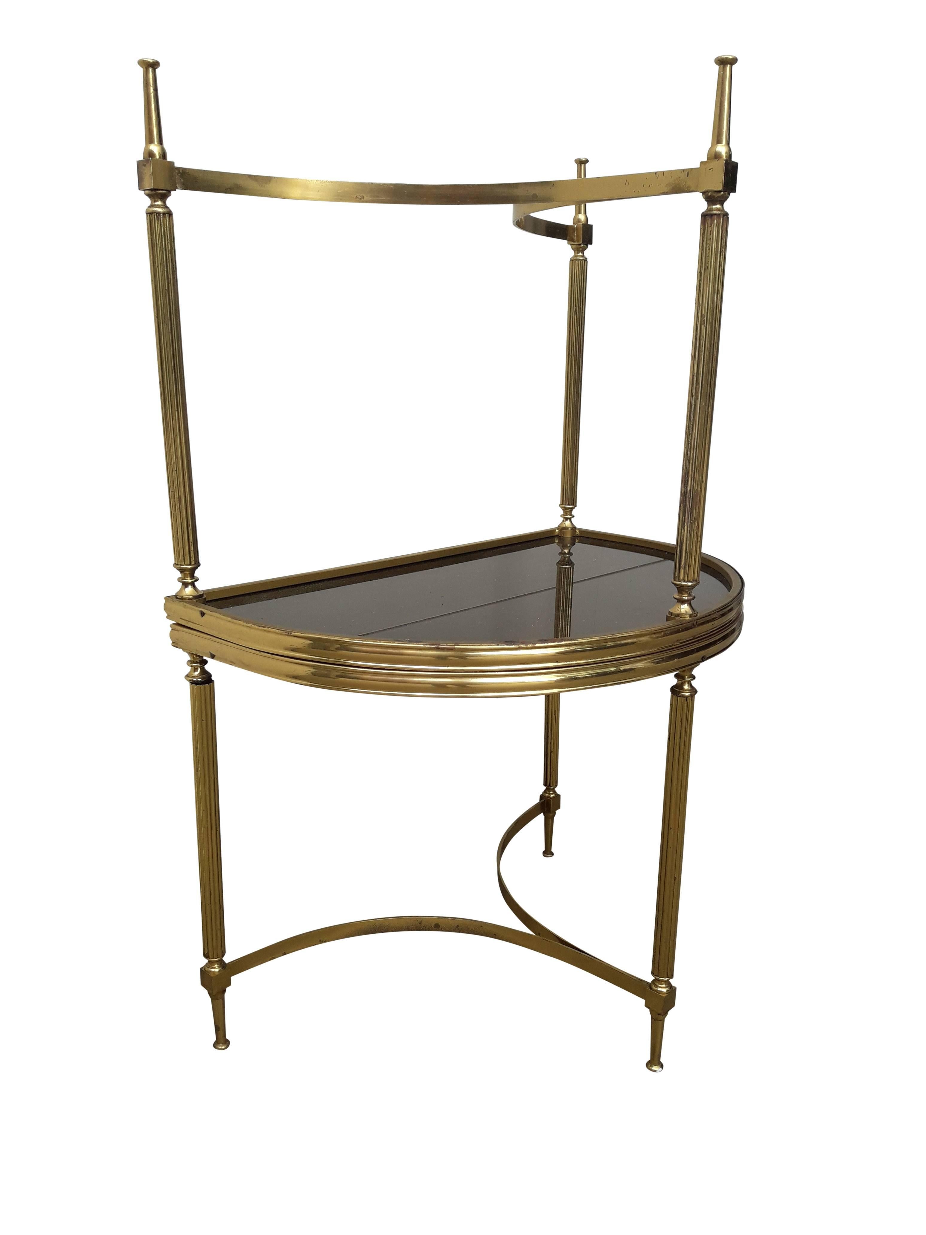 Pair of Vintage Brass Side Tables in the Style of Maison Jansen For Sale 1