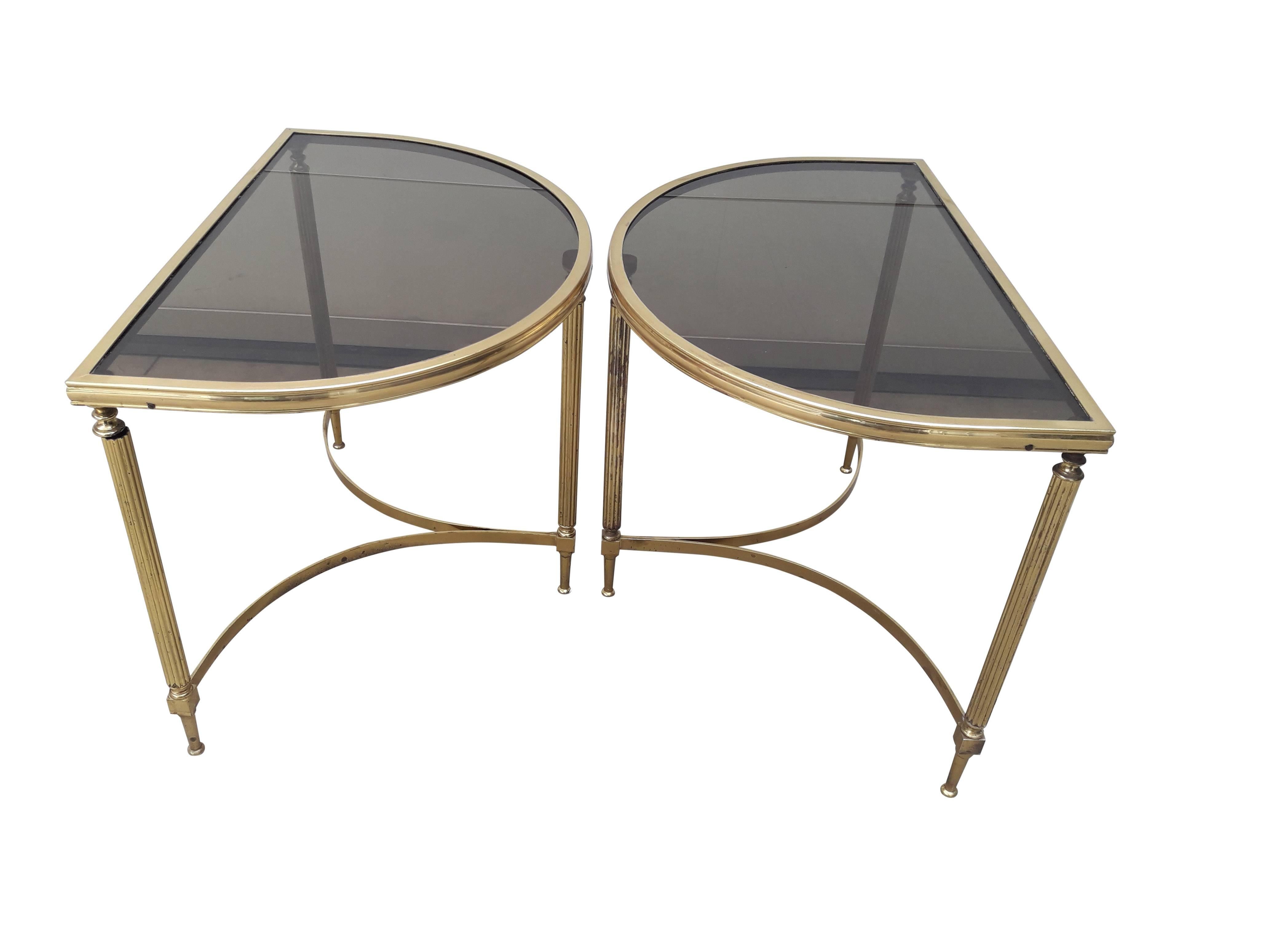 Pair of Vintage Brass Side Tables in the Style of Maison Jansen For Sale 2