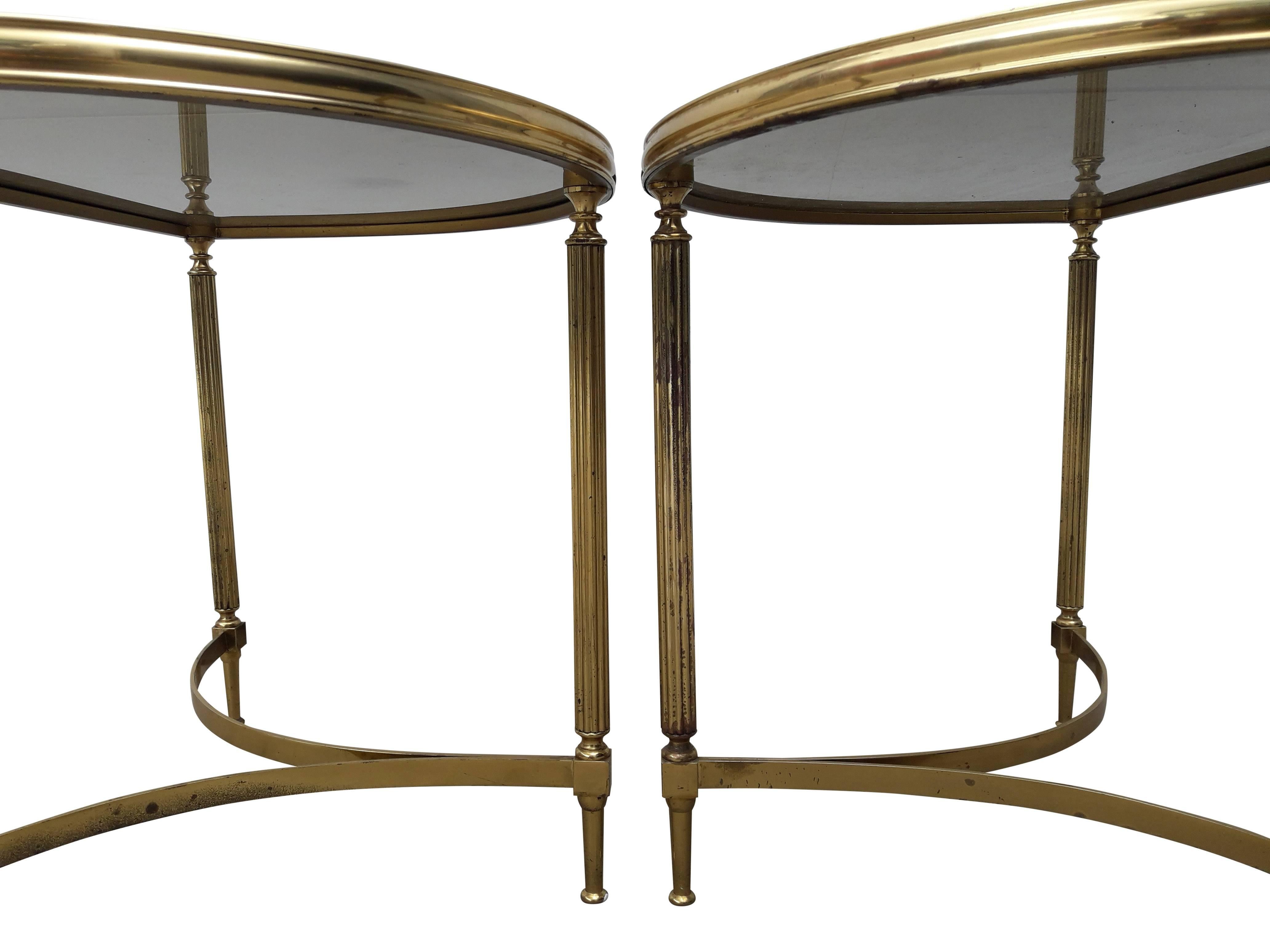 Pair of Vintage Brass Side Tables in the Style of Maison Jansen For Sale 3