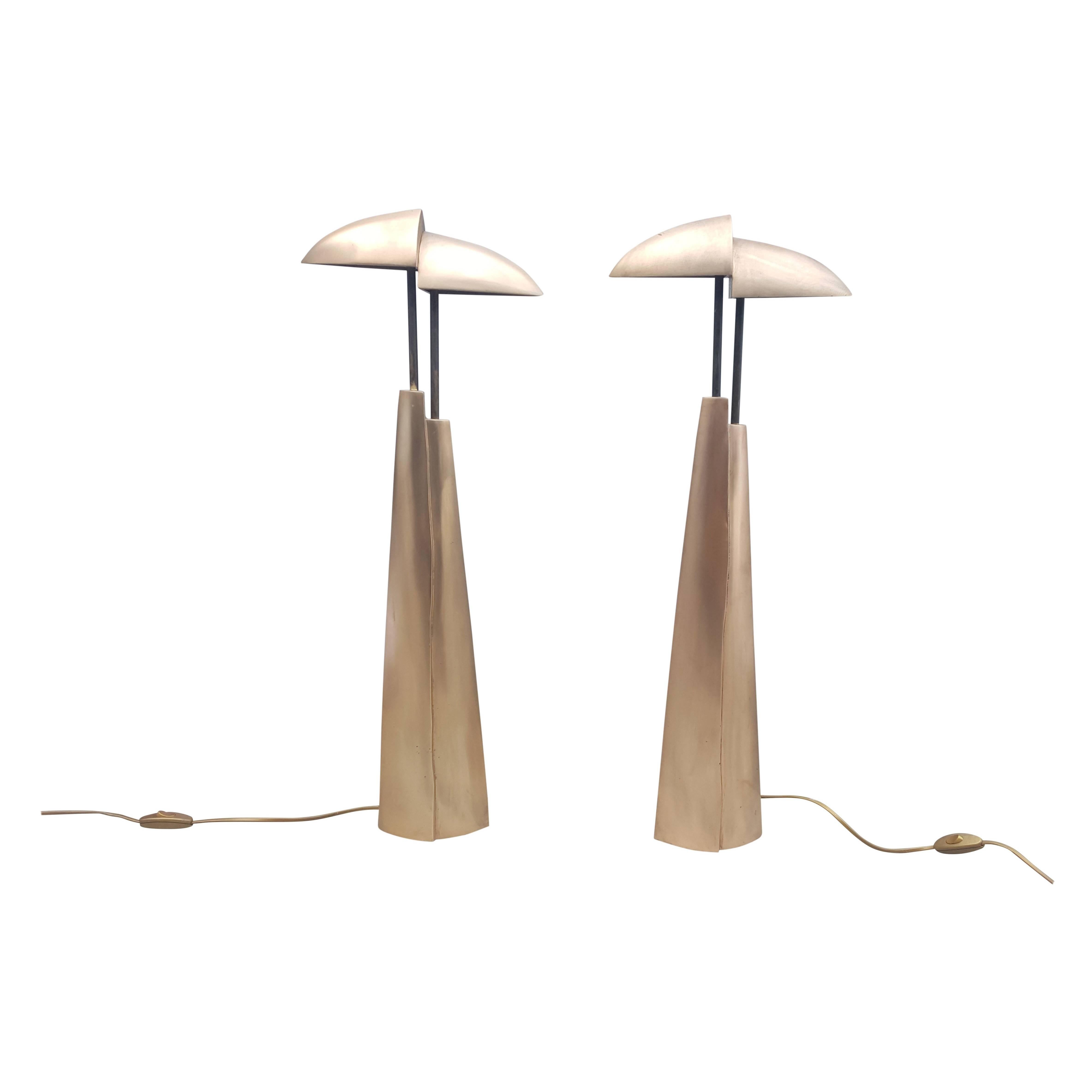 Amazing Pair of Bronze Table Lamps, Mid-Century Modern For Sale