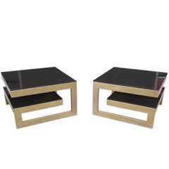 Gold 23-Karat G-Side Tables Maison Jansen, Mid-Century Modern