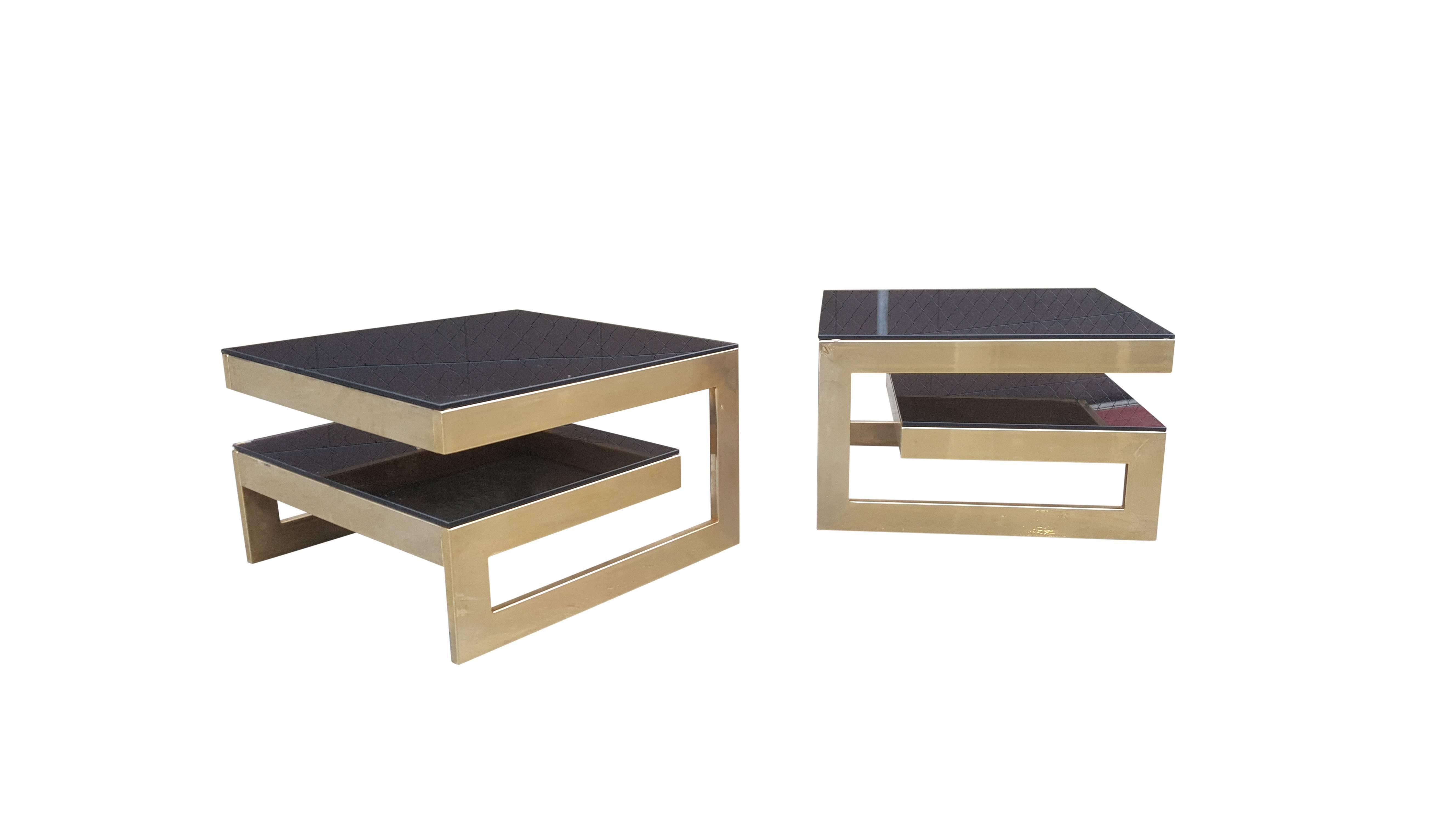 Gold 23-Karat G-Side Tables Maison Jansen, Mid-Century Modern In Excellent Condition In De Klinge, BE