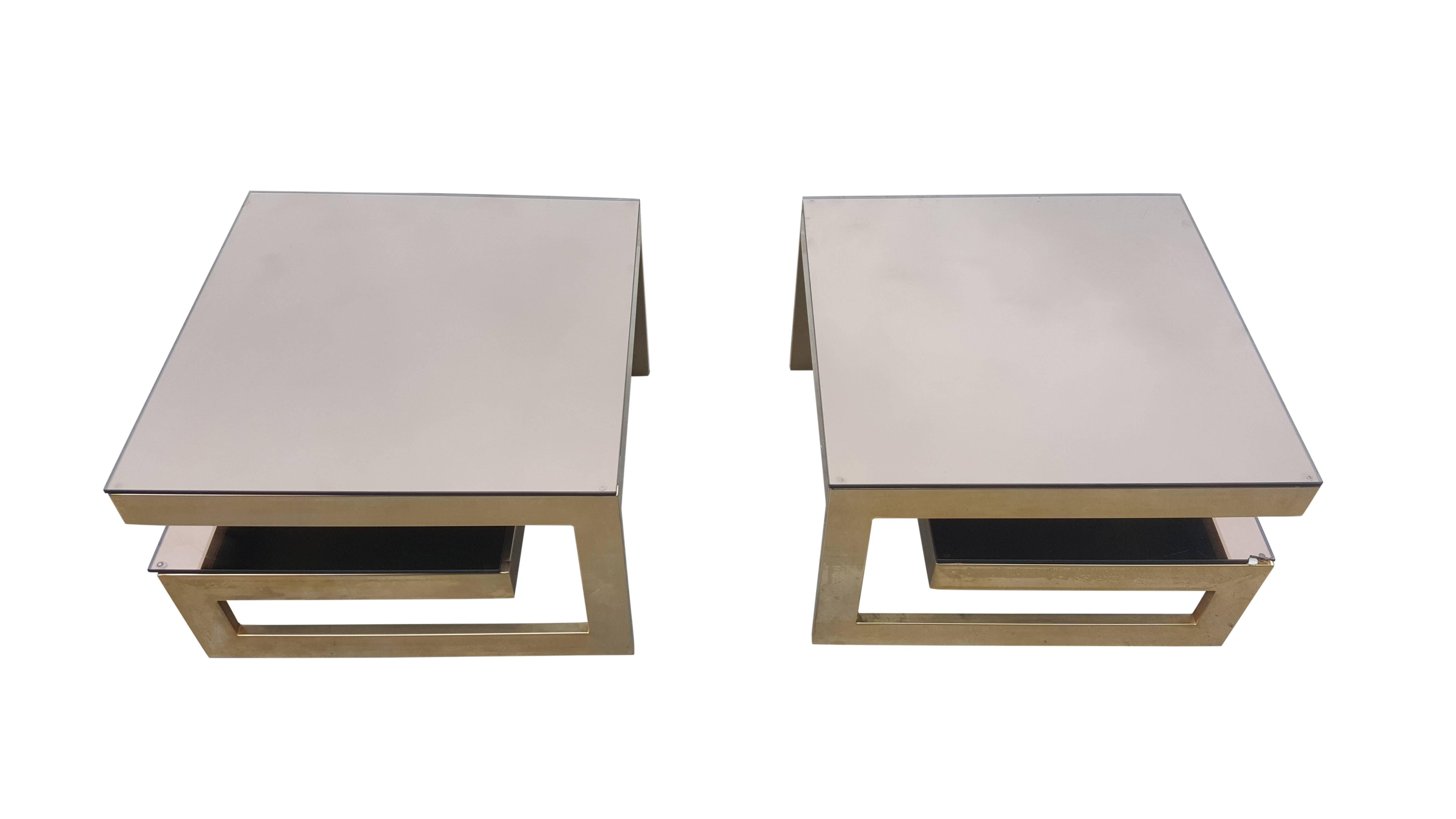 Mid-20th Century Gold 23-Karat G-Side Tables Maison Jansen, Mid-Century Modern