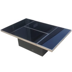Black and Chrome Coffee Table in the Style of Willy Rizzo Hollywood Regency