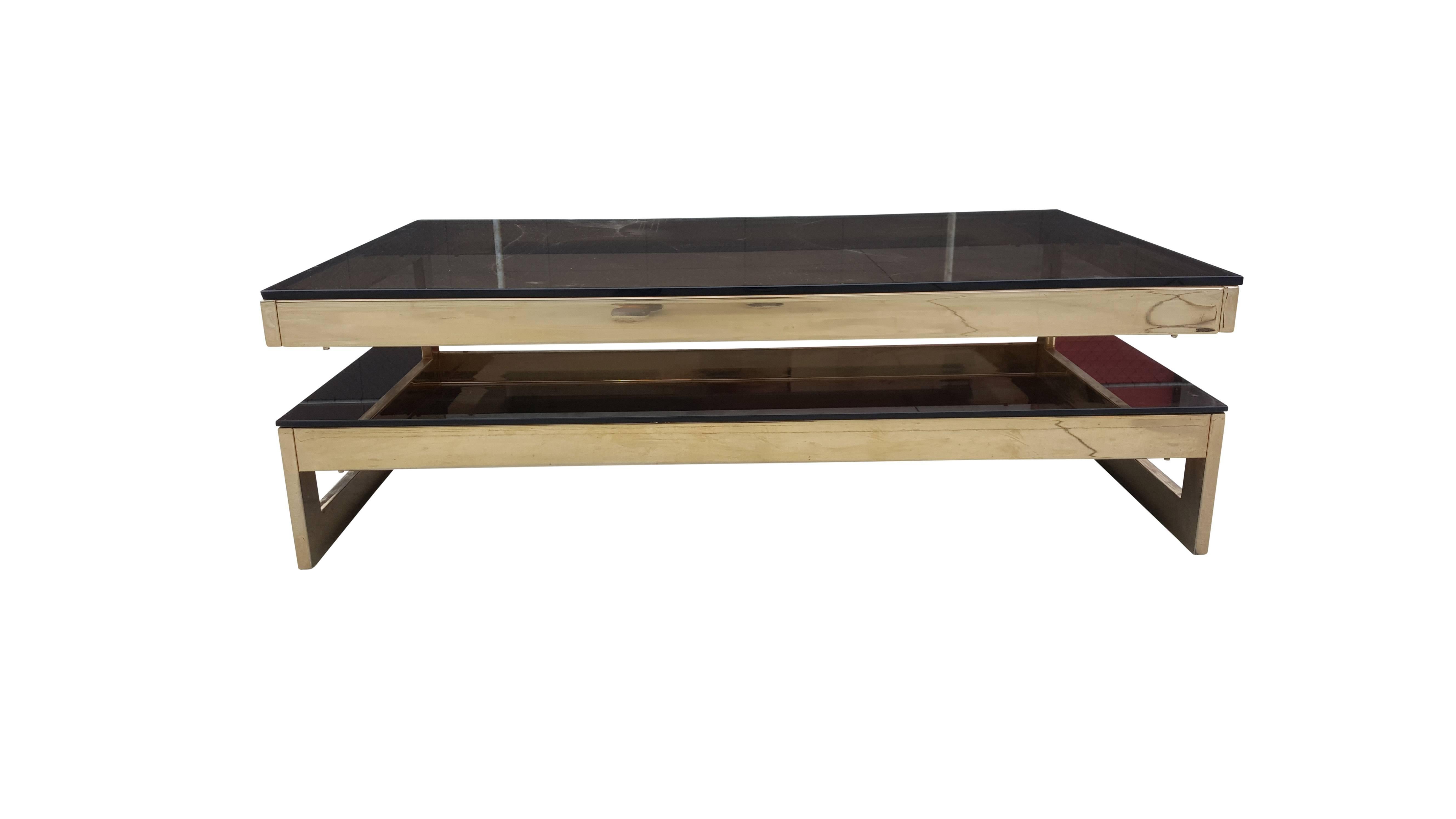 G-Shaped, Gold-Plated Coffee Table by Belgo Chrome (Hollywood Regency) im Angebot
