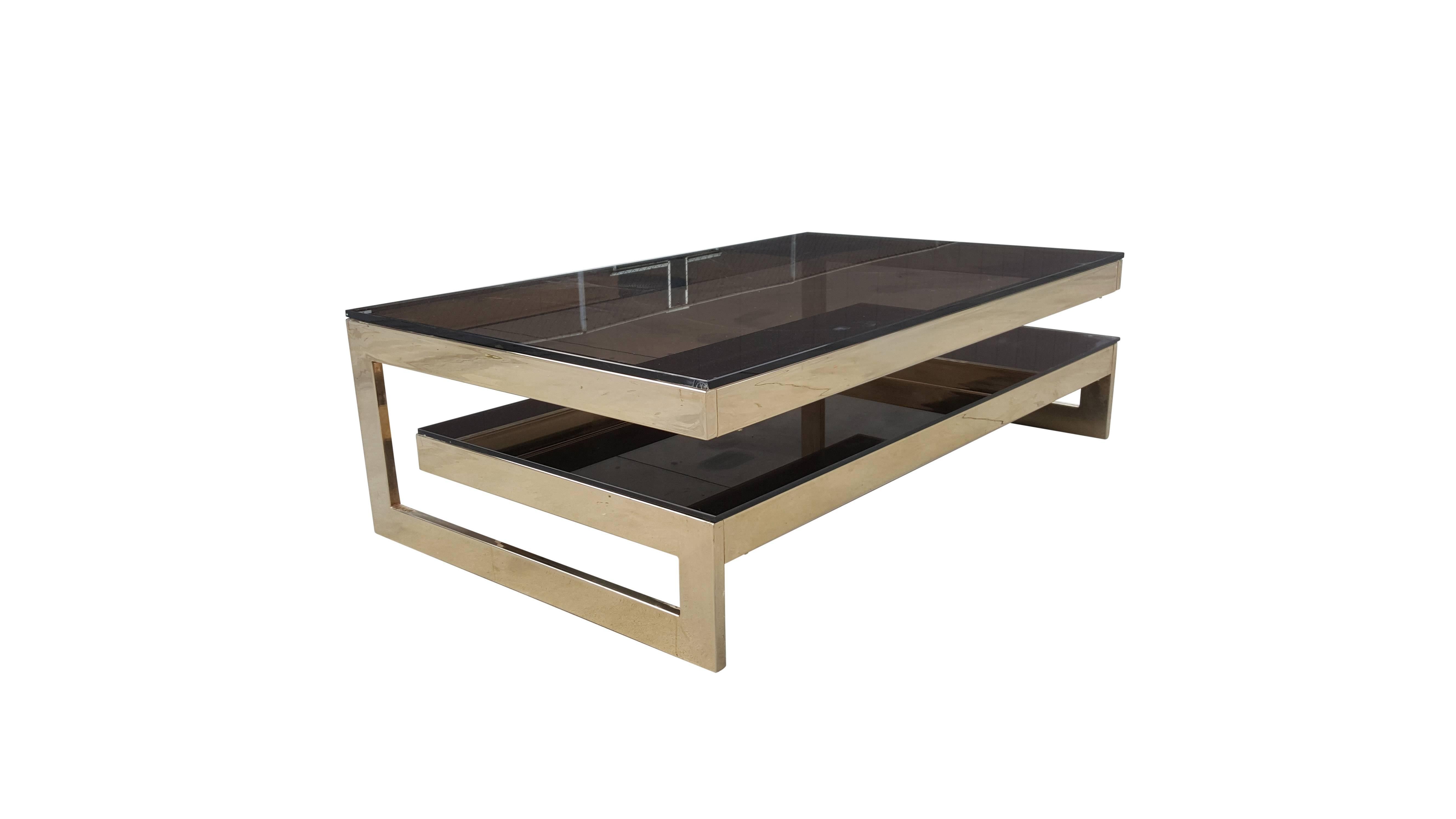G-Shaped, Gold-Plated Coffee Table by Belgo Chrome (Belgisch) im Angebot