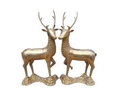 Pair of Brass Dear Mid-Century