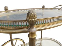 Decorative French Drinks Cart of Brass with Serving Tray Top