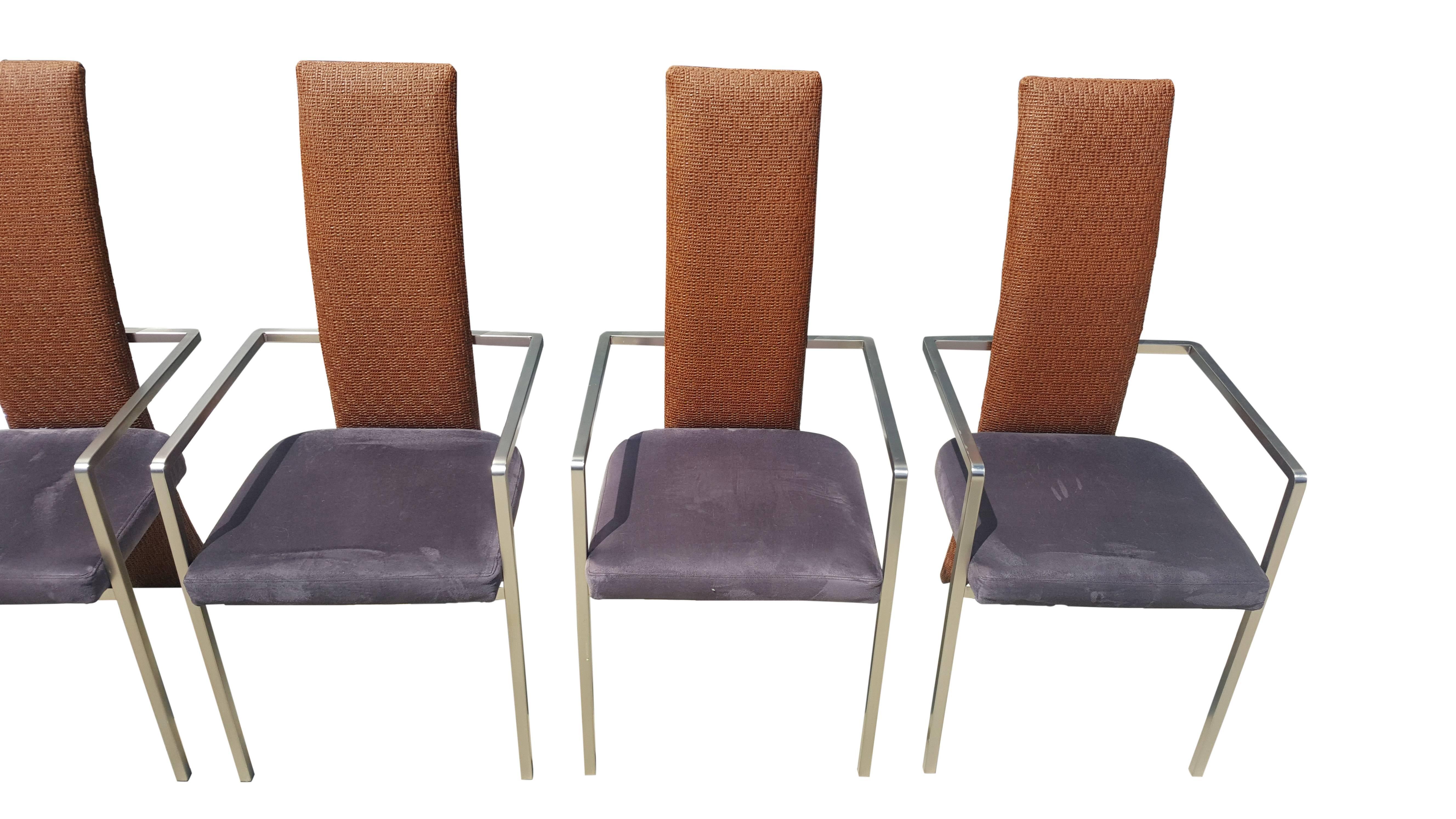 Late 20th Century Set of Six Mid-Century Modern Belgo Chrome Dining Chairs For Sale