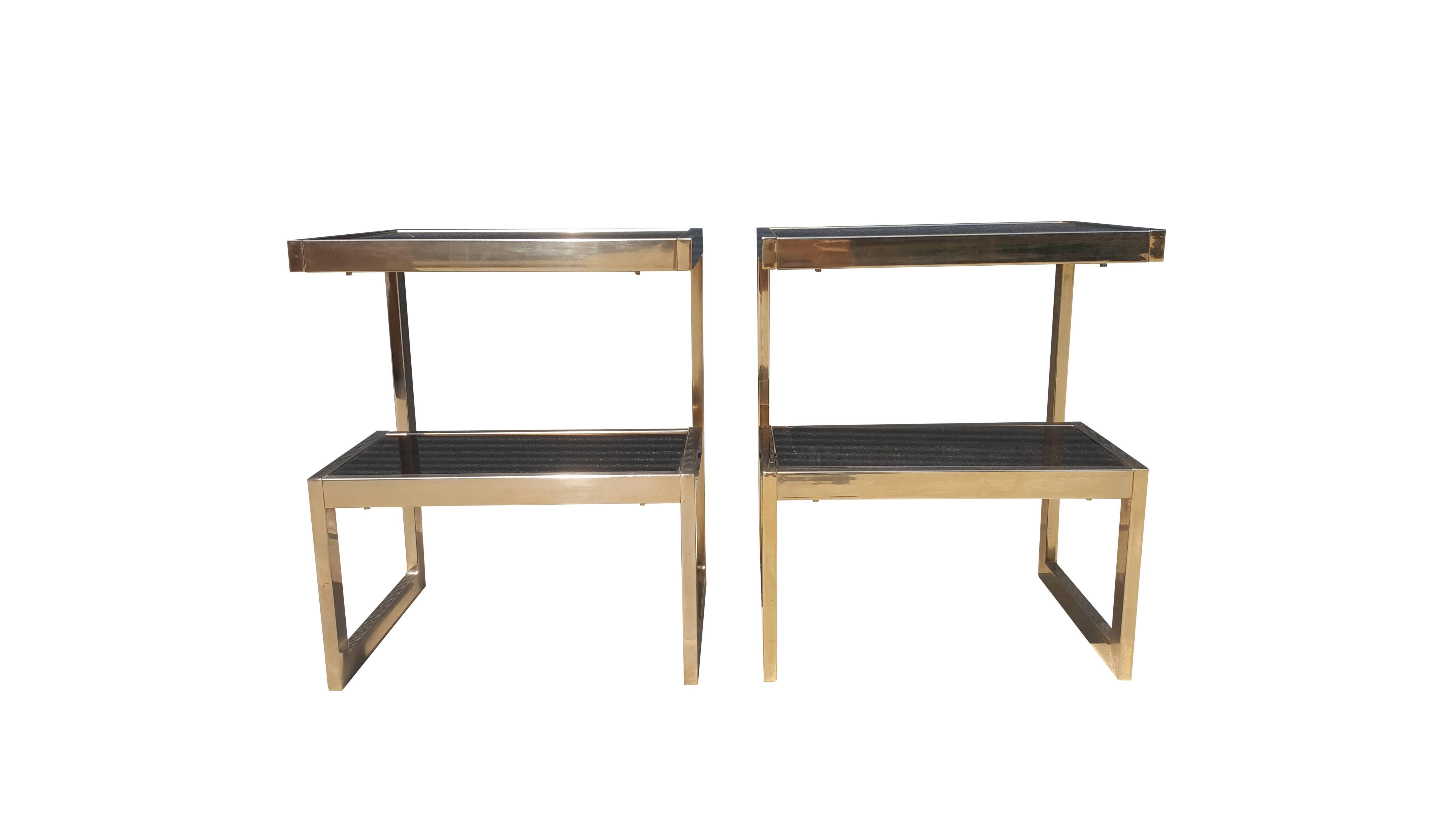 Gold 23 Karat G- Side Tables Maison Jansen, Mid-Century Modern In Good Condition For Sale In De Klinge, BE