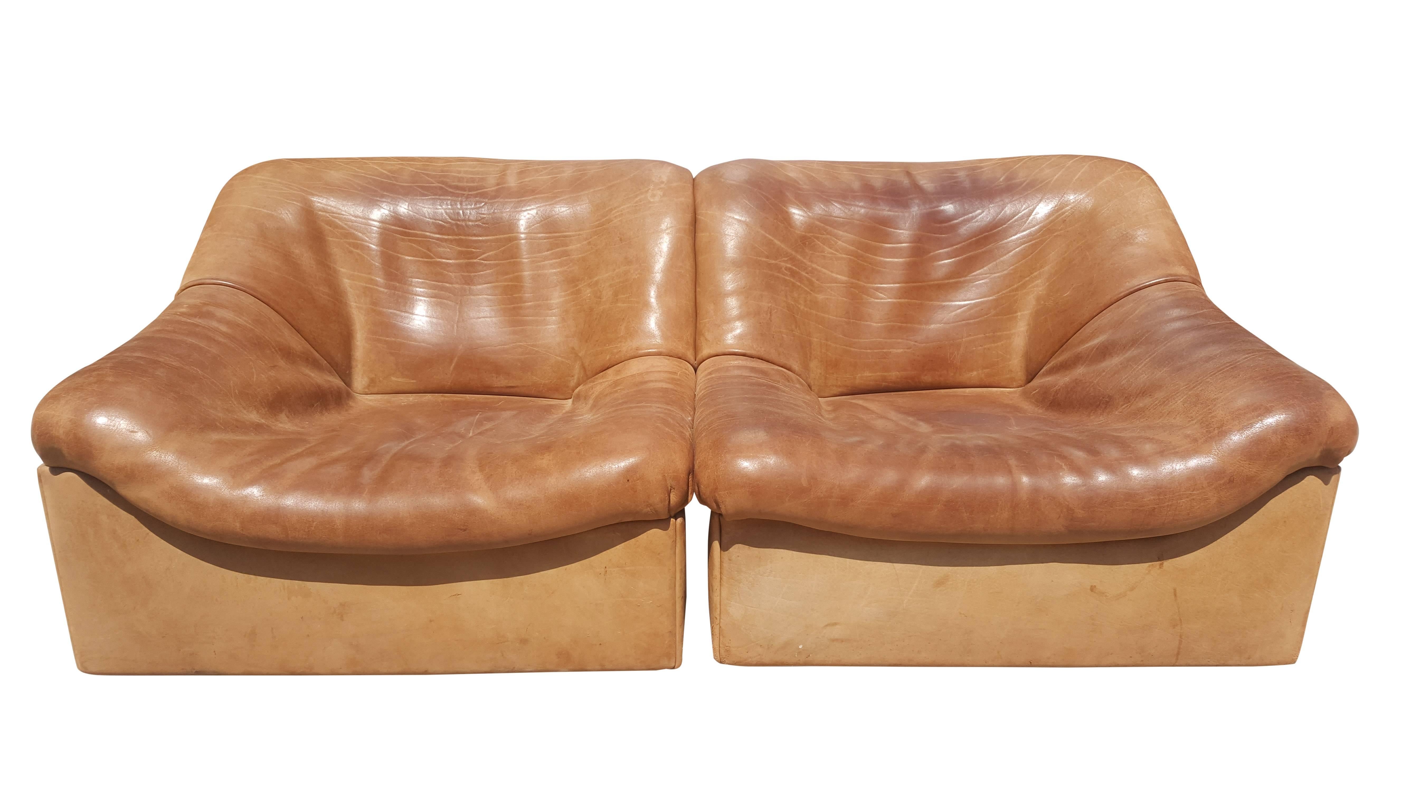 De Sede DS46 Sectional Sofa in Buffalo Leather In Good Condition In De Klinge, BE